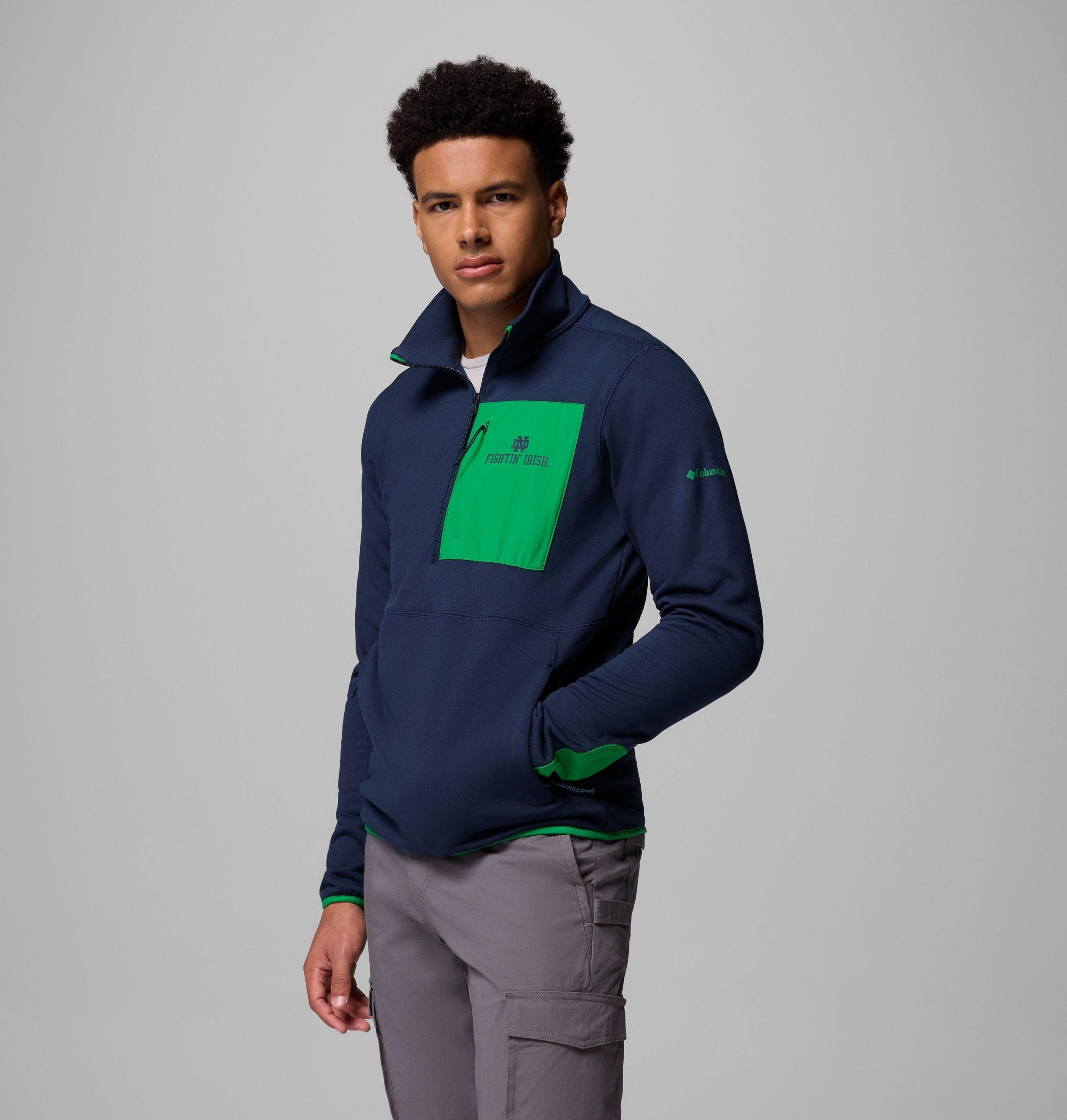 heren columbia hike half zip jacket - notre dame
