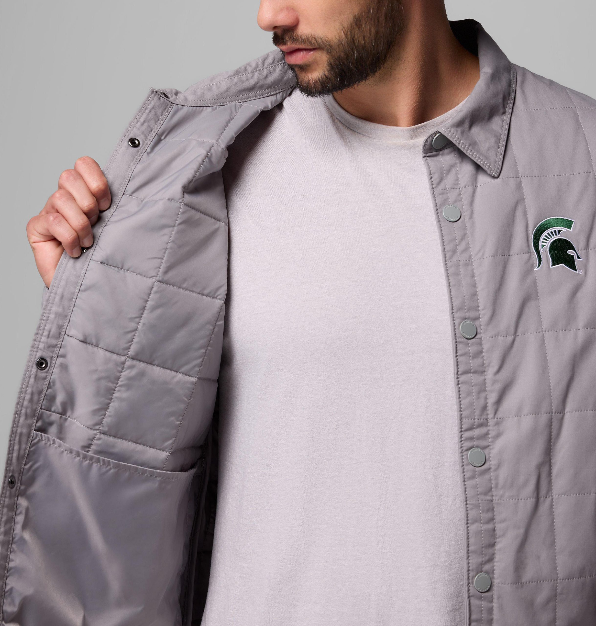 gewatteerd overhemdjack voor heren - michigan state