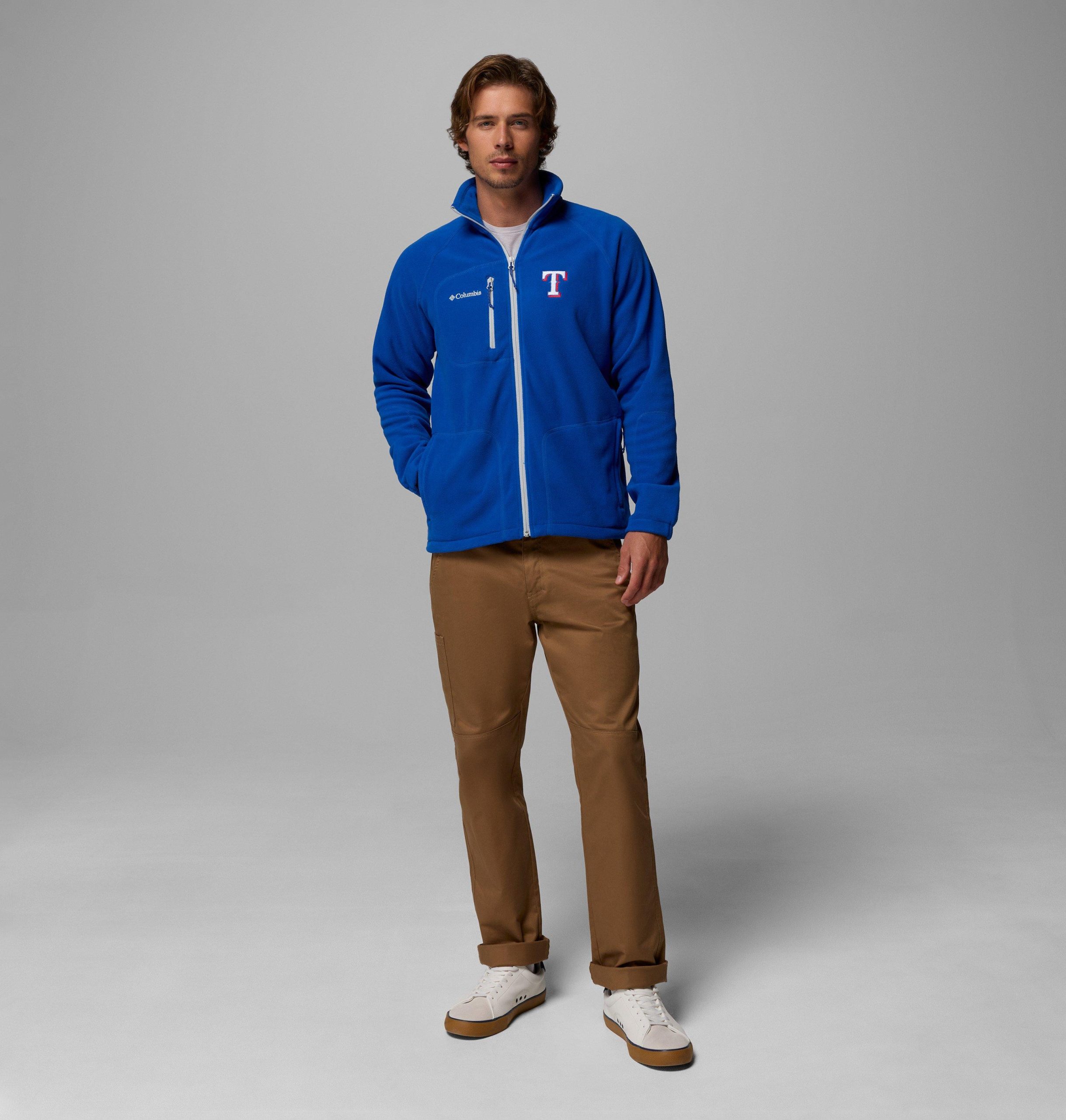 mlb fast trek ii fleece met volledige ritssluiting - texas rangers