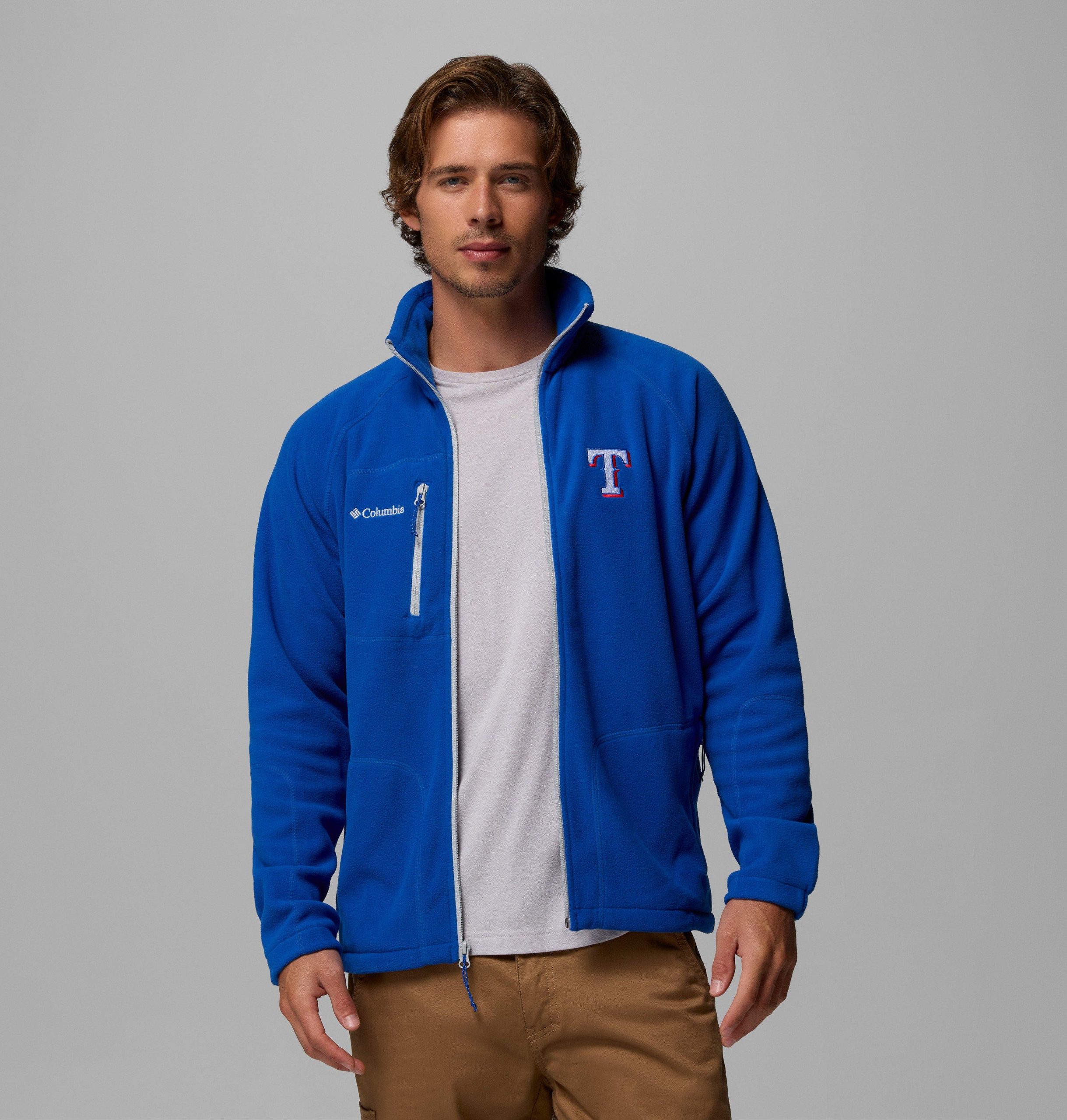 mlb fast trek ii fleece met volledige ritssluiting - texas rangers