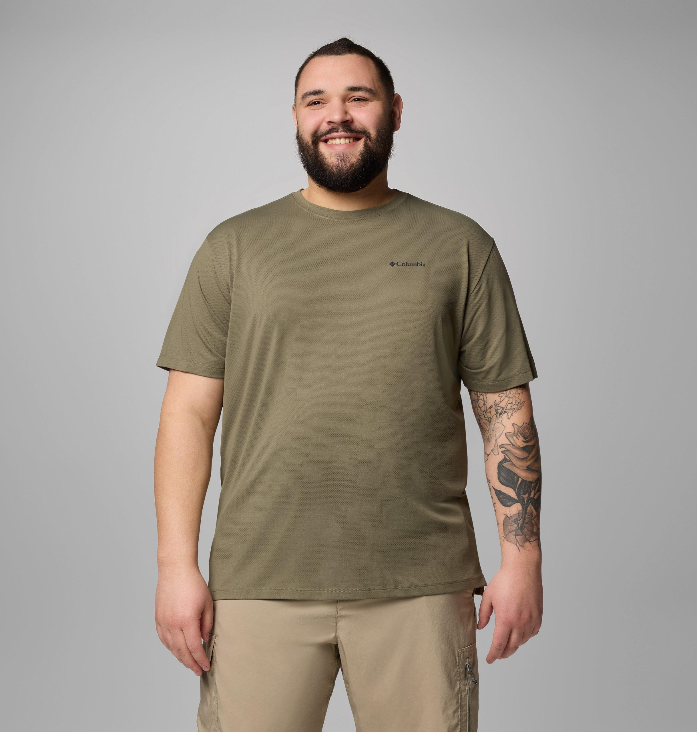 heren tech trail utility short sleeve crew - groot