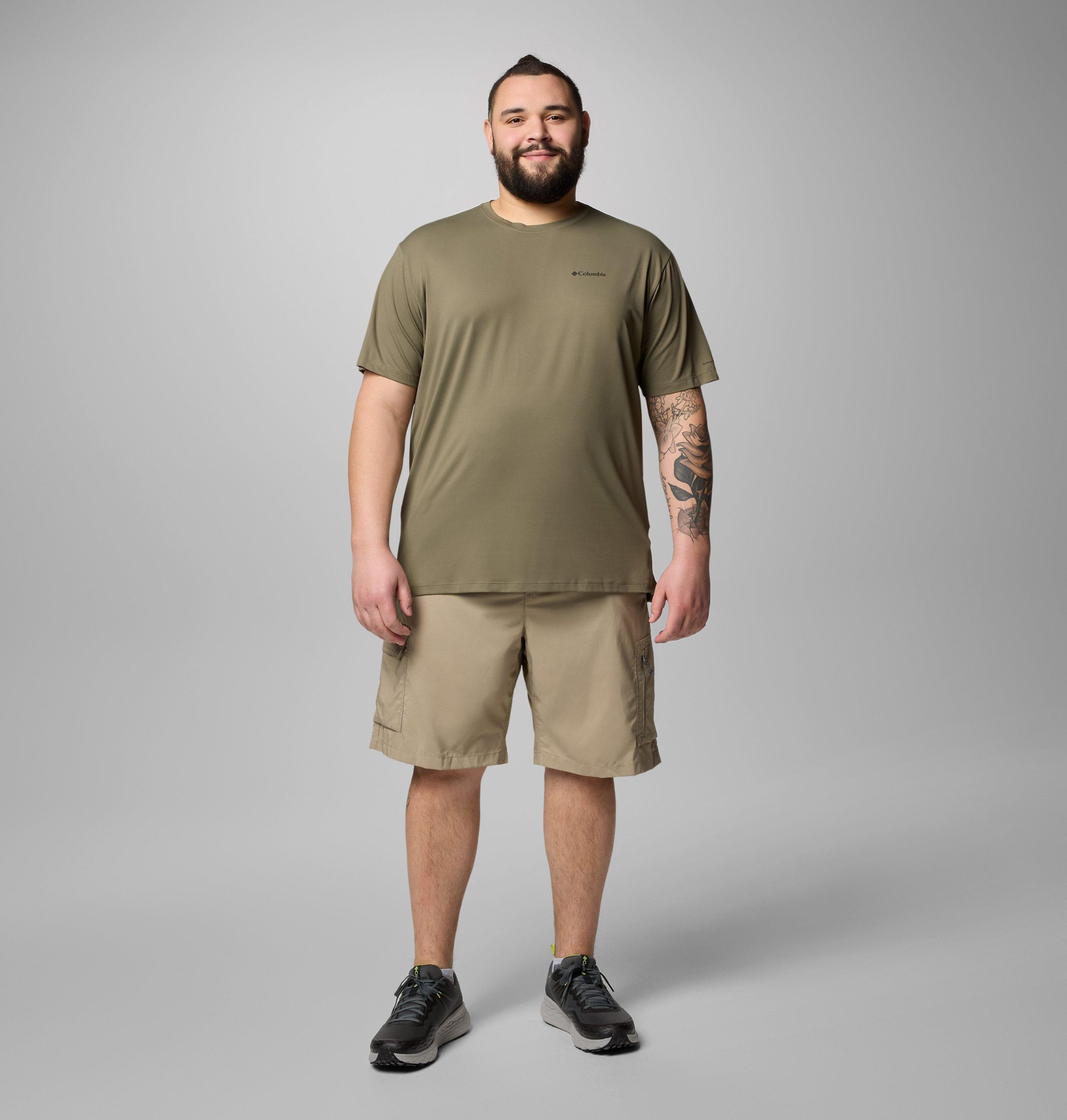 heren tech trail utility short sleeve crew - groot