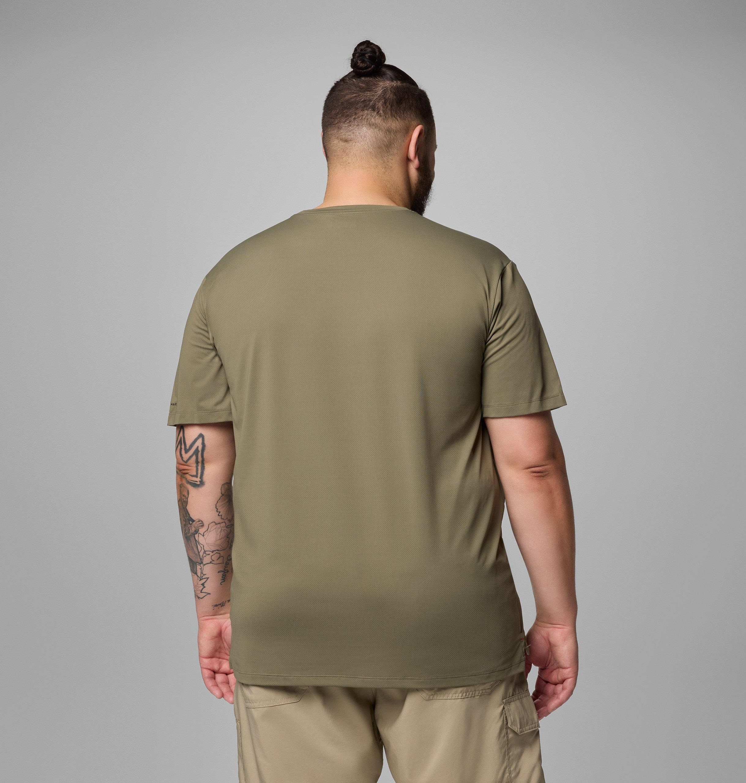 heren tech trail utility short sleeve crew - groot