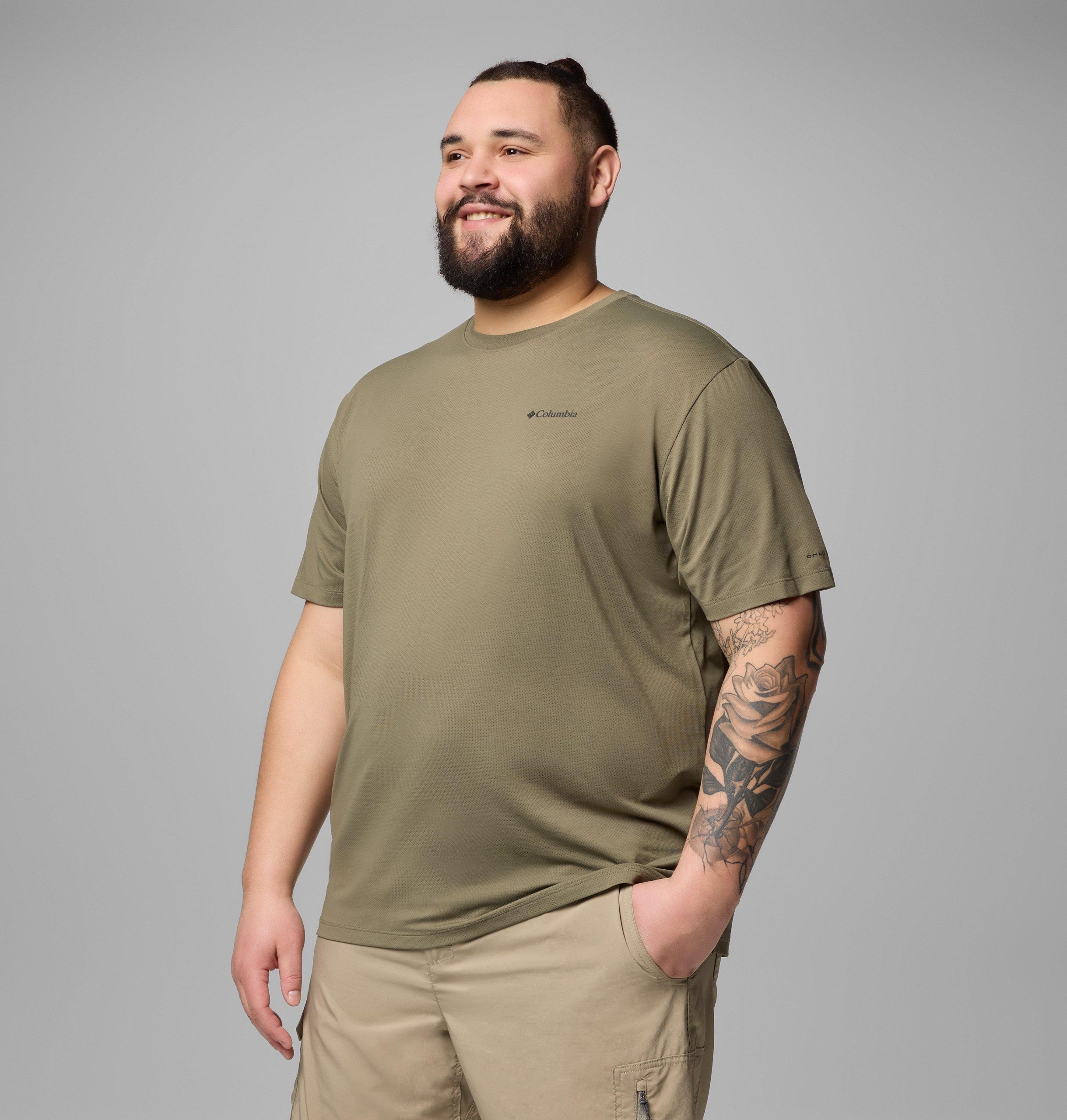 heren tech trail utility short sleeve crew - groot