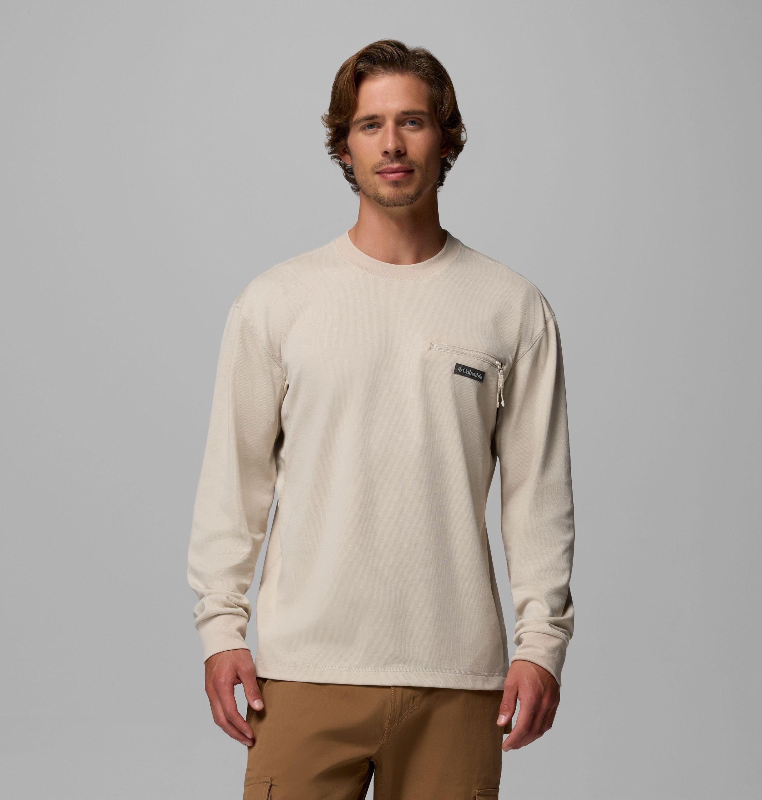 heren echo passage t-shirt met lange mouwen en ronde hals