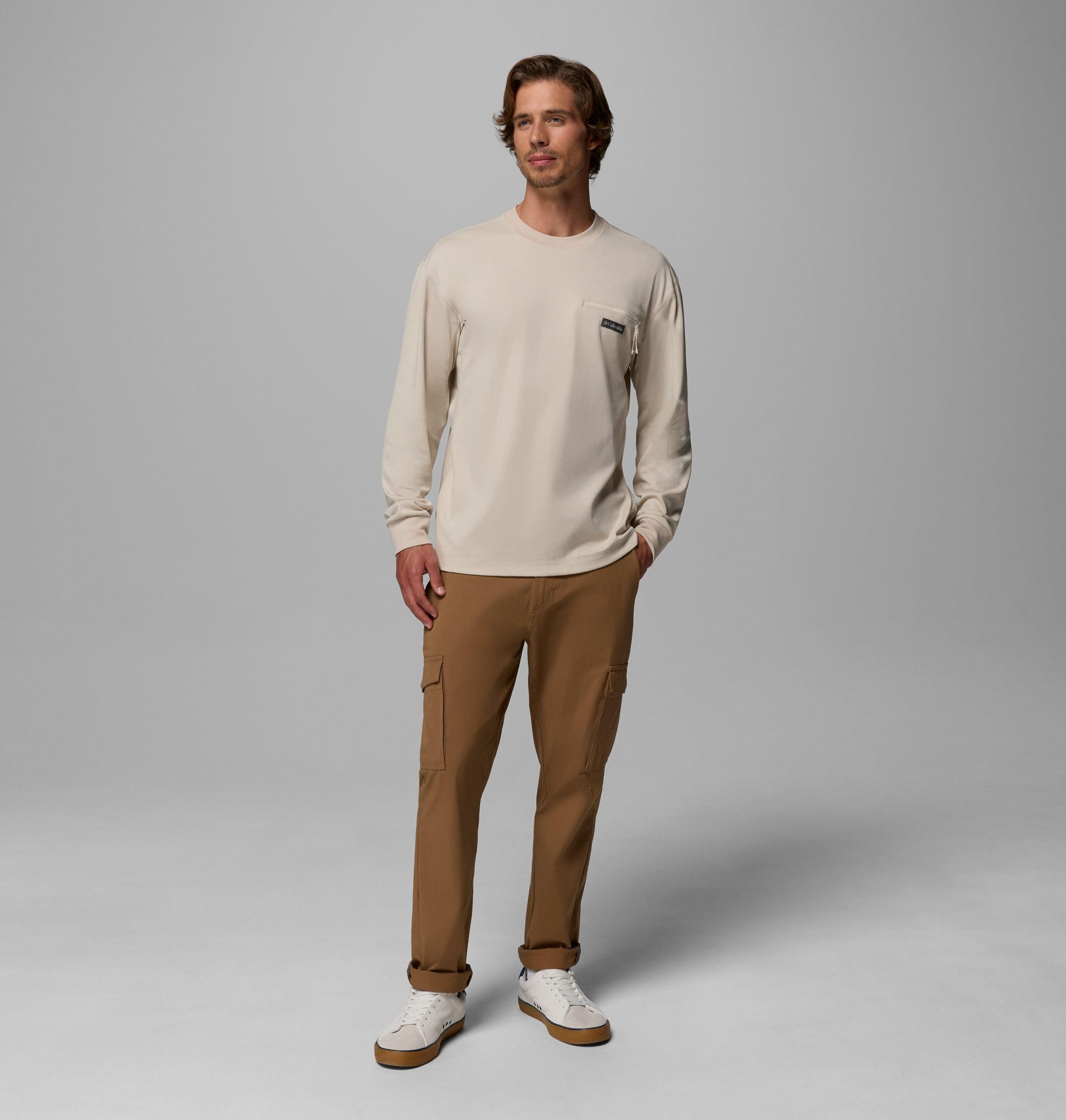 heren echo passage t-shirt met lange mouwen en ronde hals