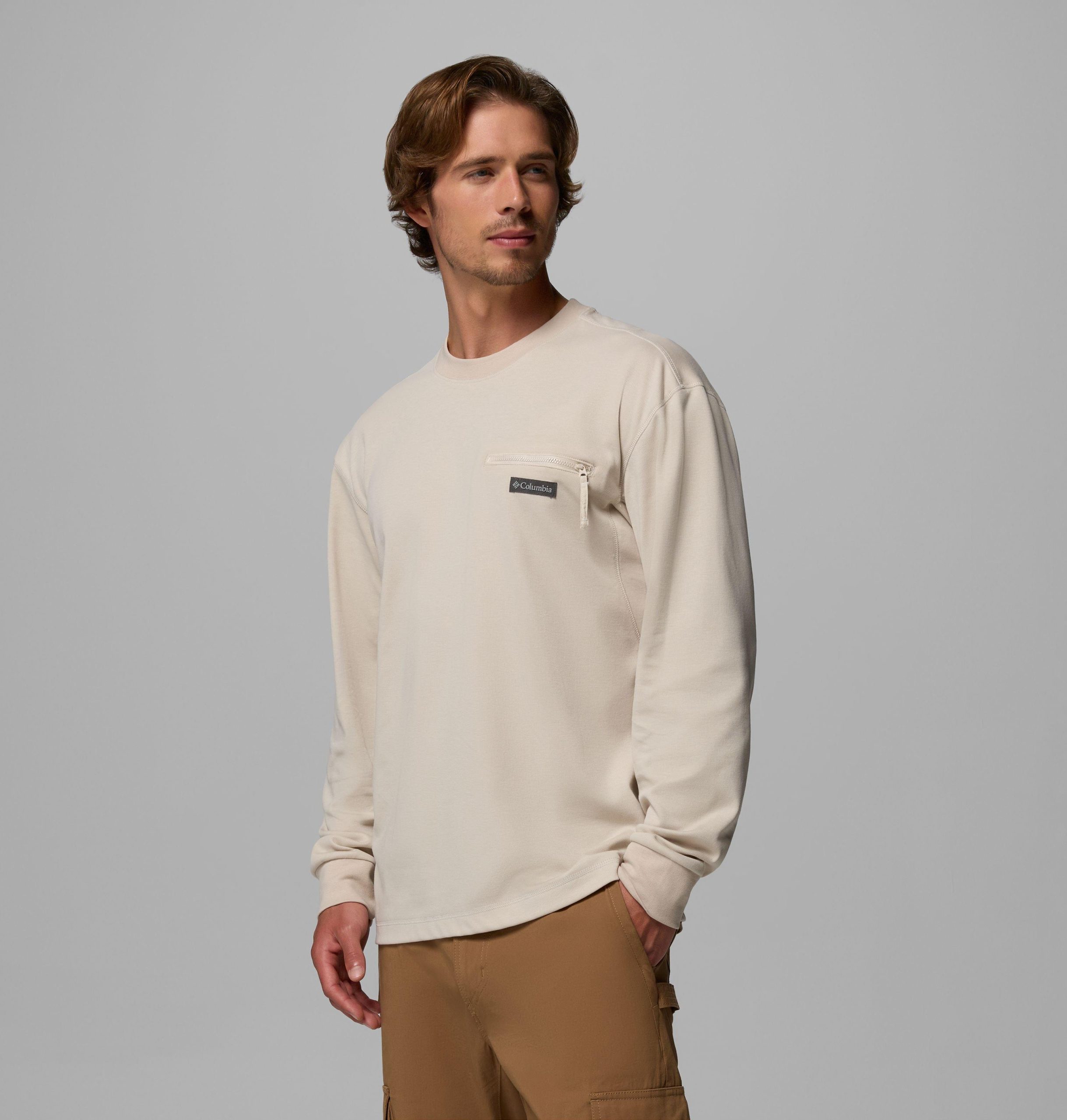 heren echo passage t-shirt met lange mouwen en ronde hals
