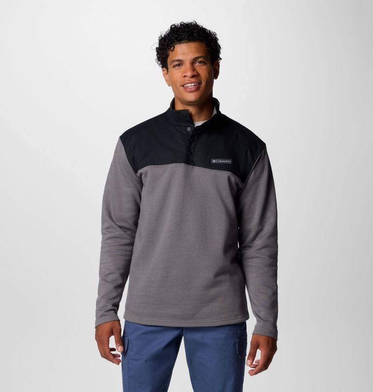 men pitchstone overlay half snap pullover