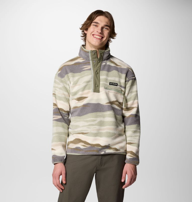 men helvetia ii printed half snap printed fleece pullover
