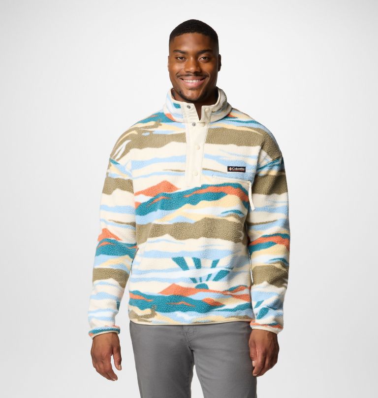 men helvetia ii printed half snap printed fleece pullover