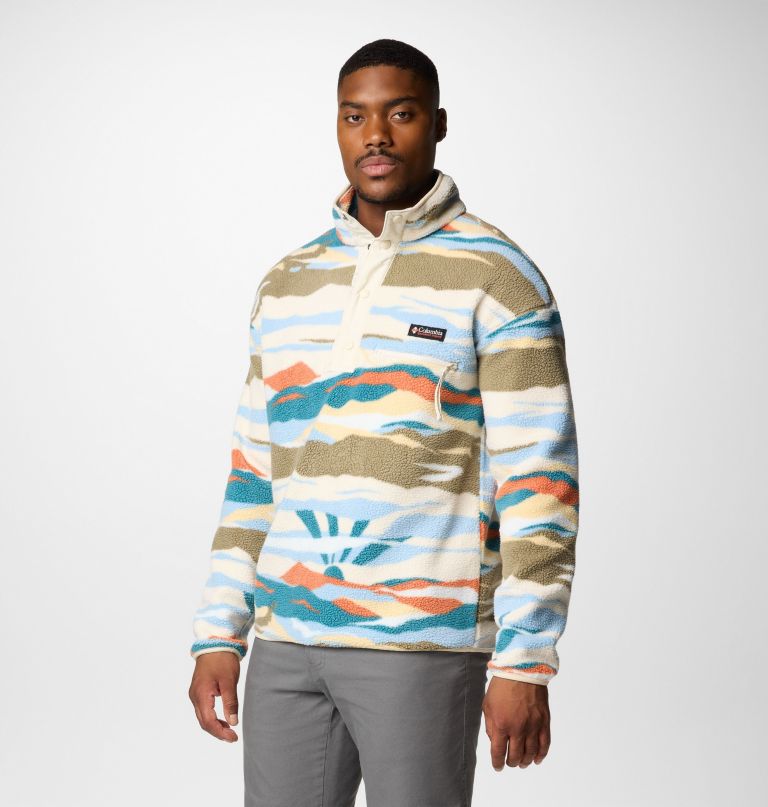 men helvetia ii printed half snap printed fleece pullover
