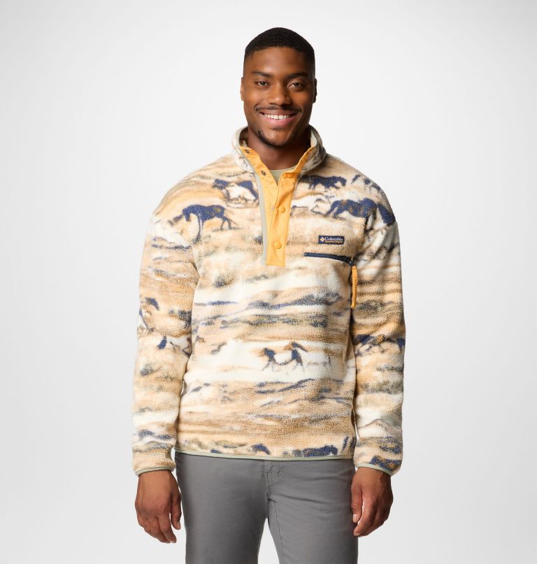 men helvetia ii printed half snap printed fleece pullover