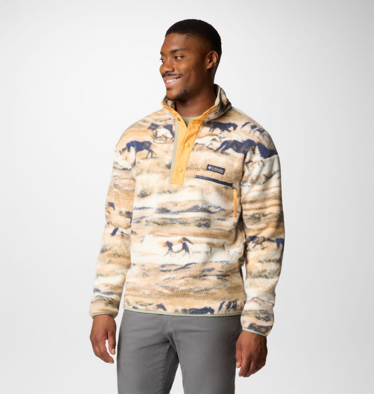 men helvetia ii printed half snap printed fleece pullover