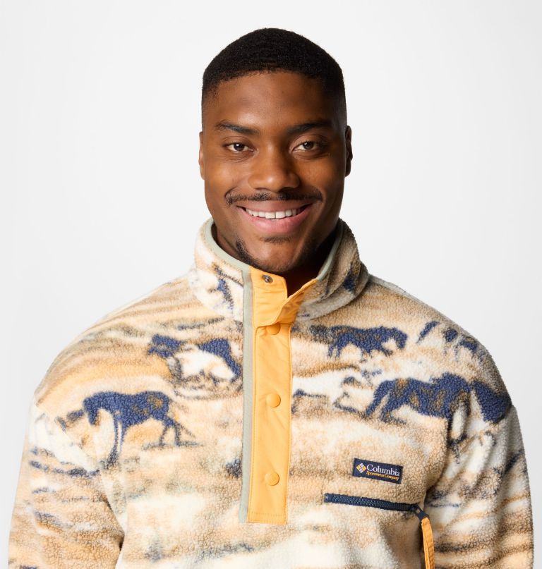 men helvetia ii printed half snap printed fleece pullover
