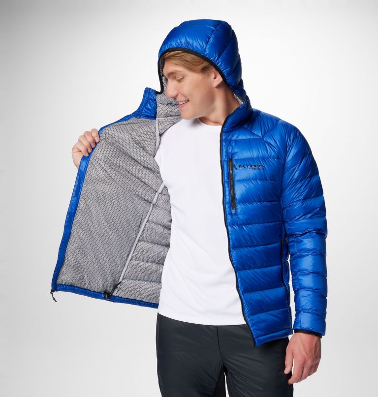 men arctic crest down hooded jacket