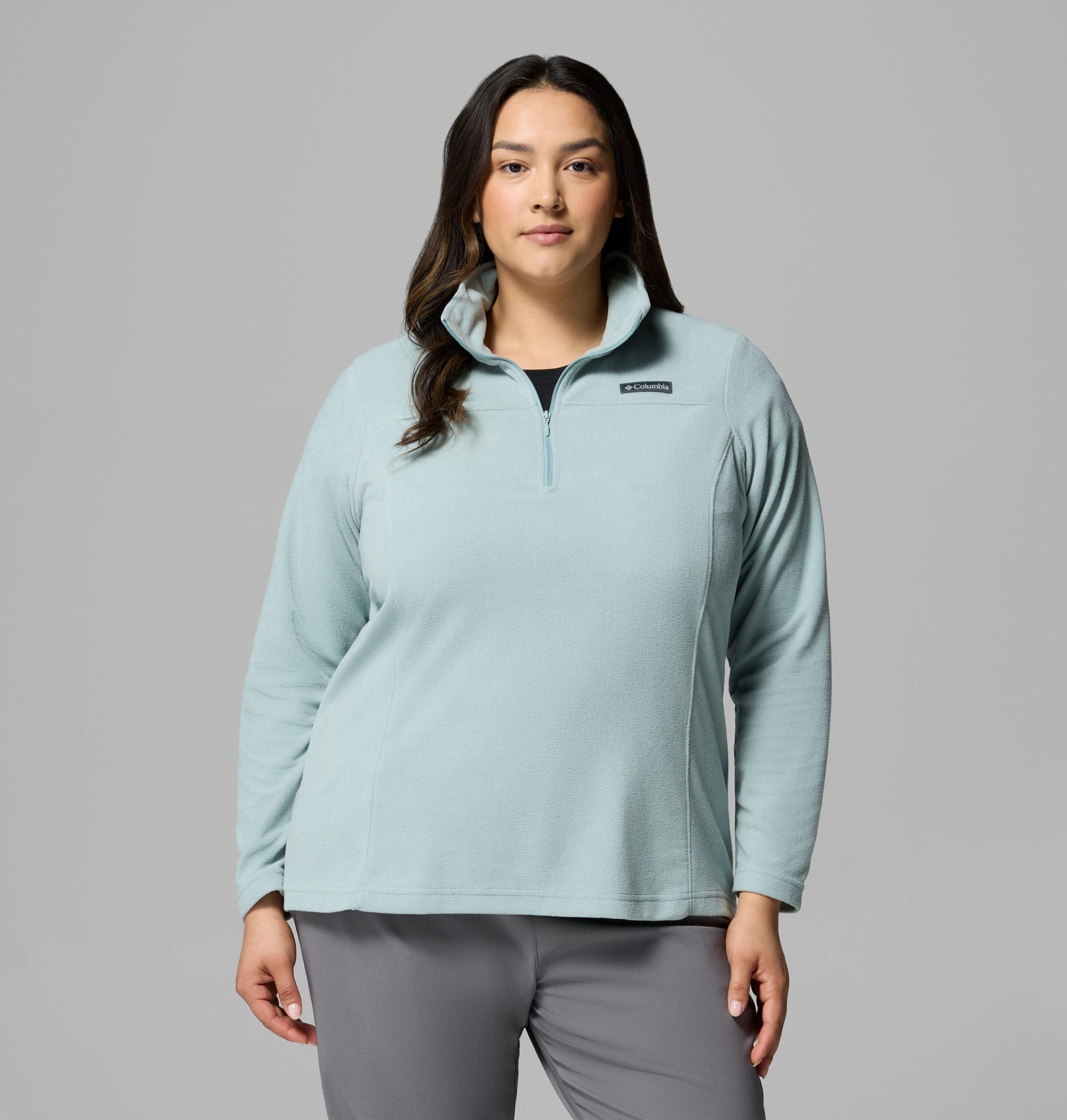 dames lake aloha fleece trui met halve rits - plus size