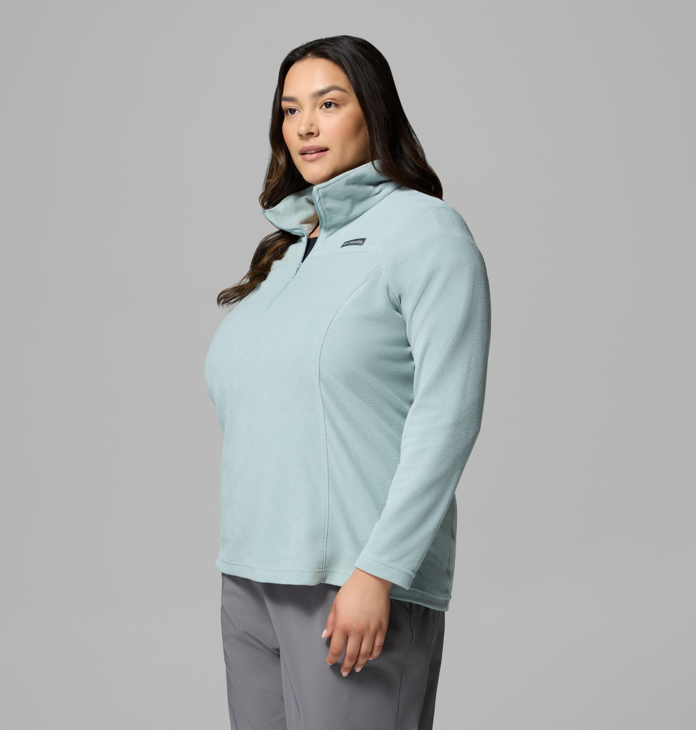 dames lake aloha fleece trui met halve rits - plus size