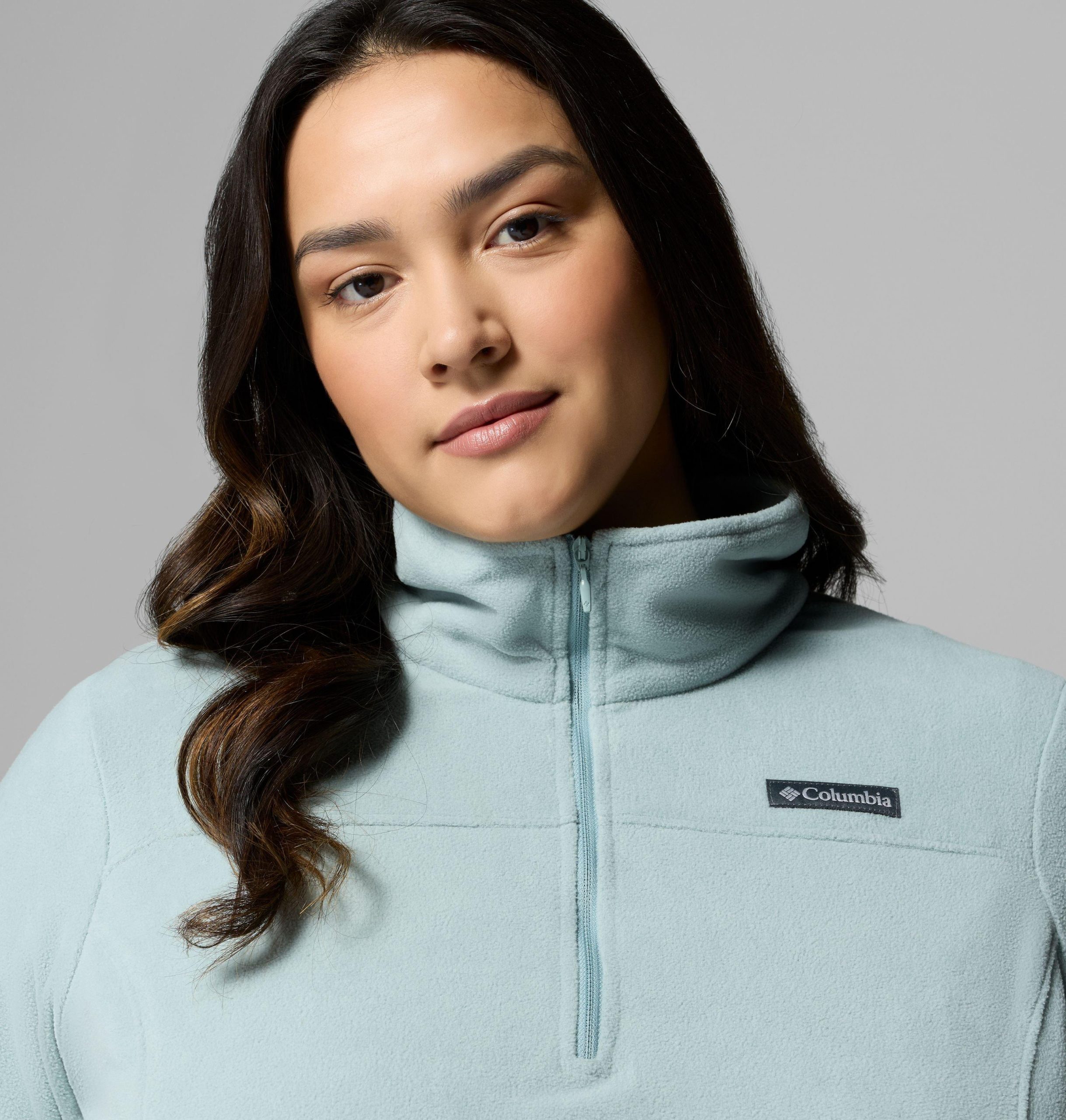 dames lake aloha fleece trui met halve rits - plus size