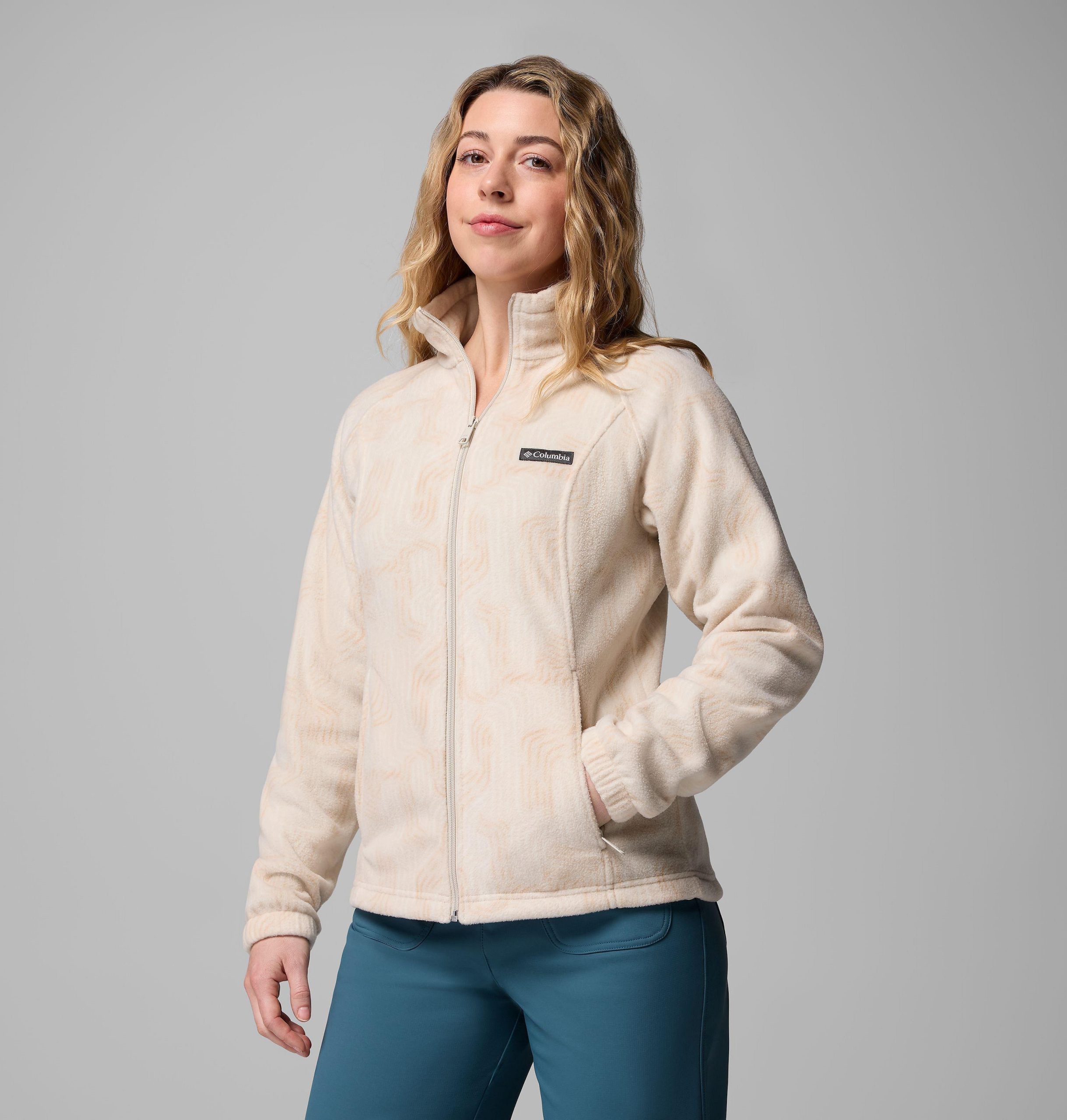dames benton springs fleecejack met print en volledige ritssluiting