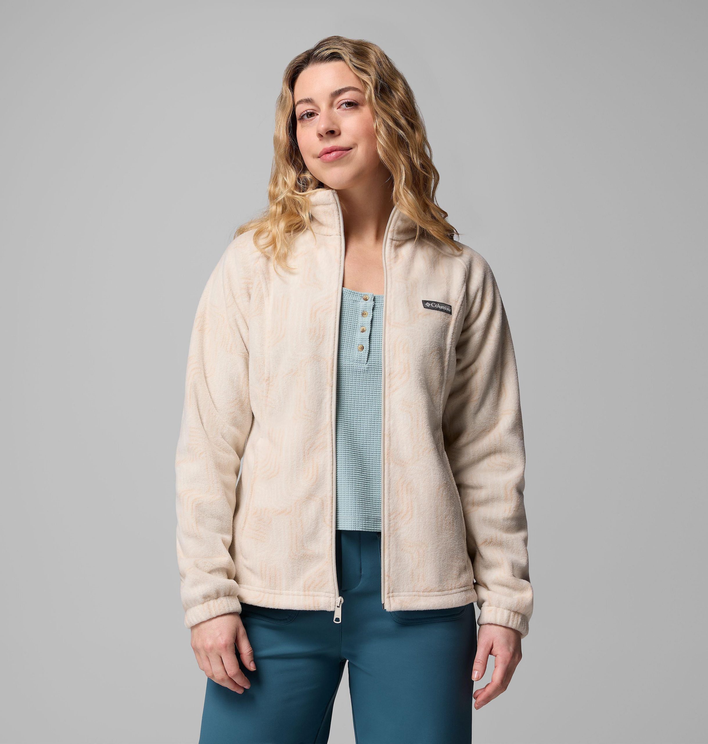 dames benton springs fleecejack met print en volledige ritssluiting