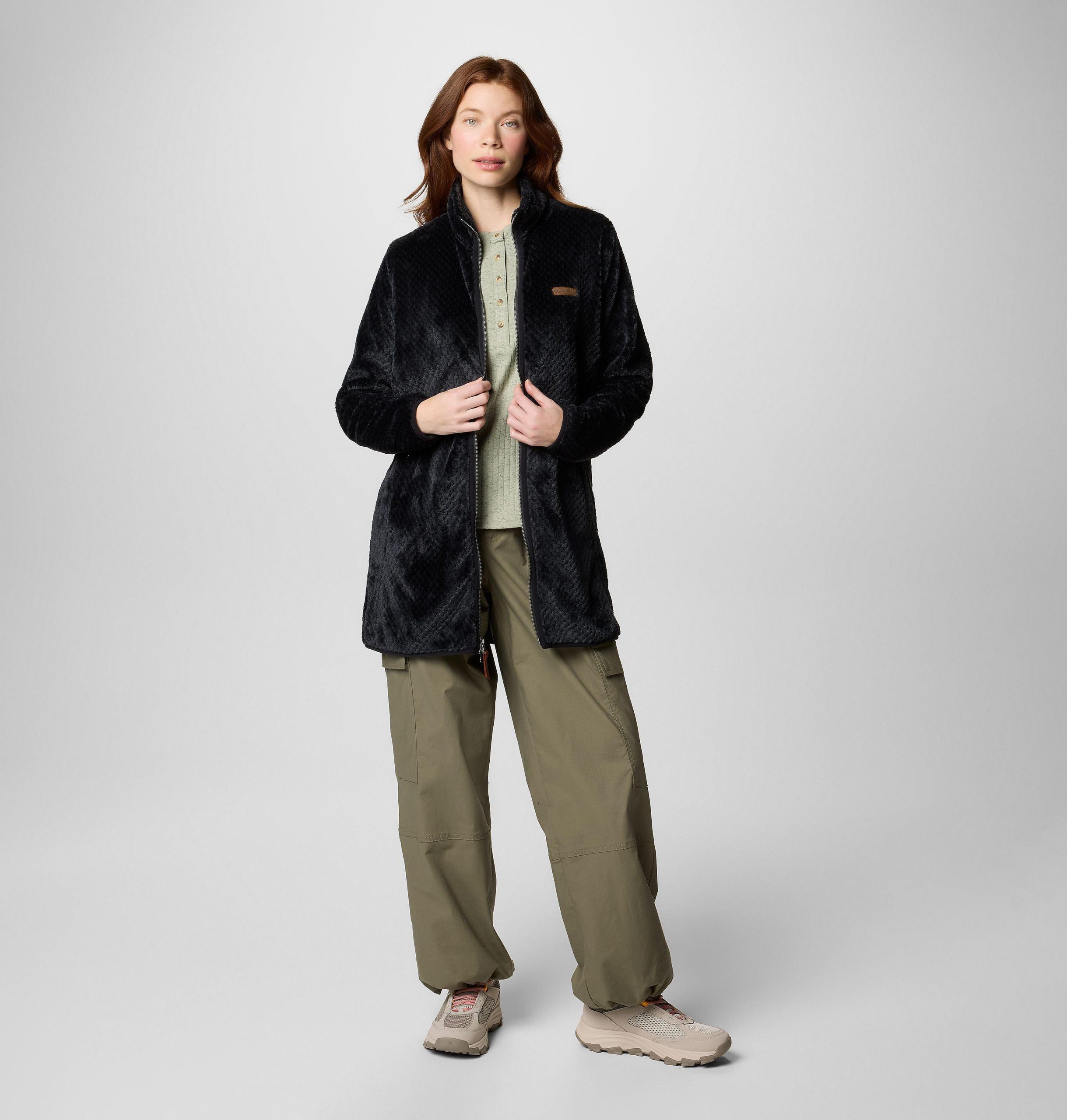 dames fire side lange fleece jas met volledige rits