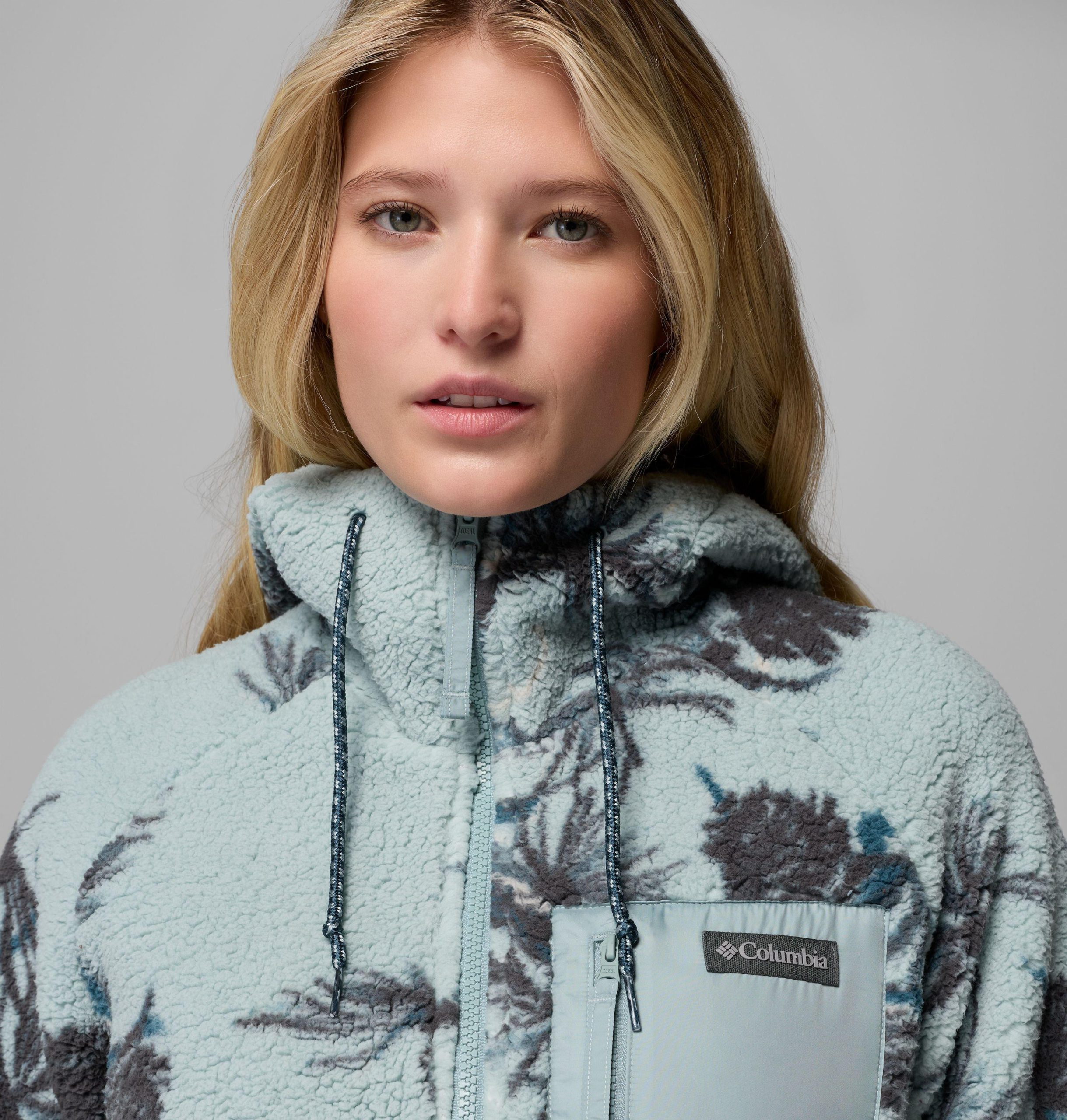dames winter warme hoodie met print en volledige ritssluiting