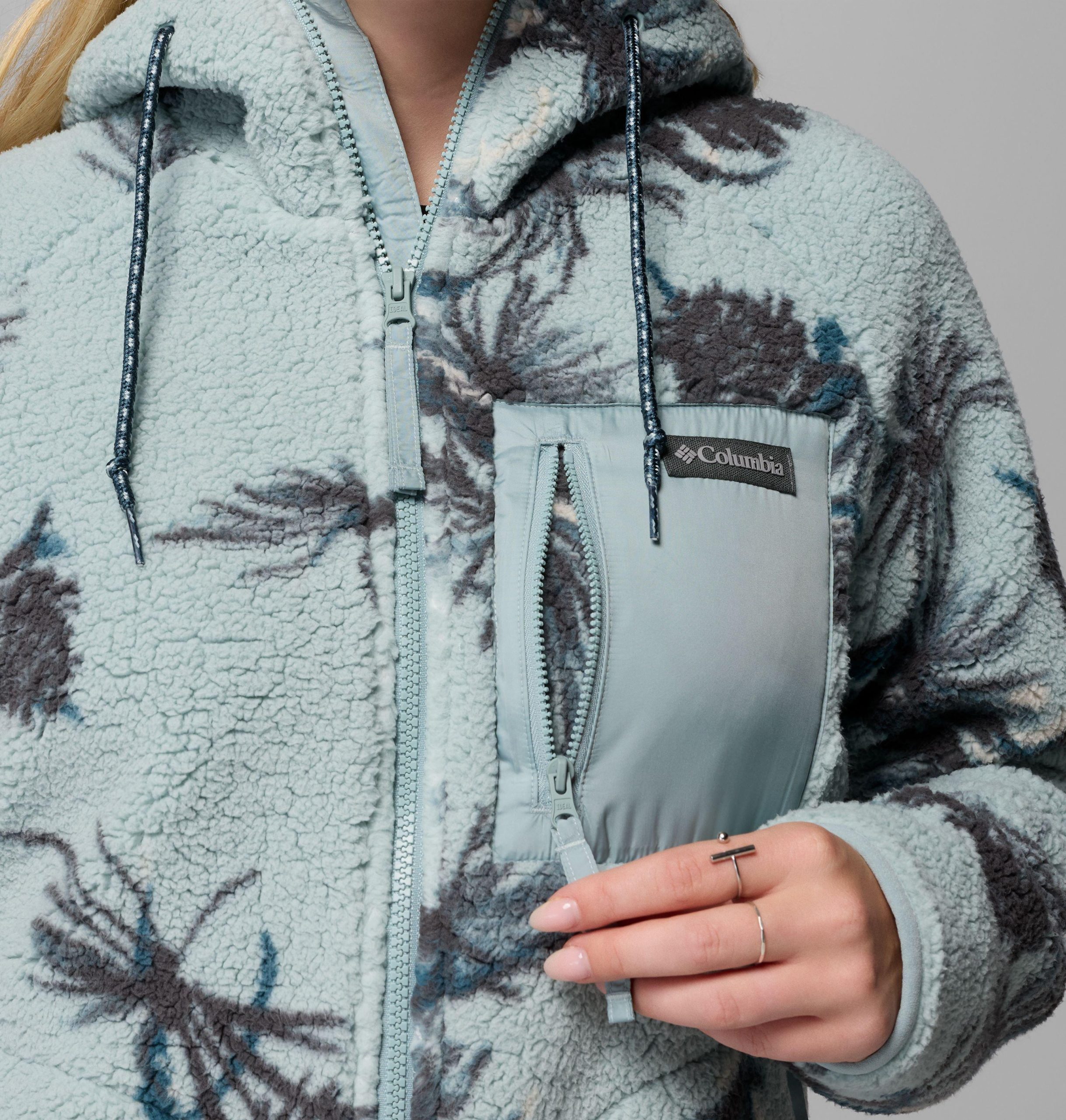dames winter warme hoodie met print en volledige ritssluiting