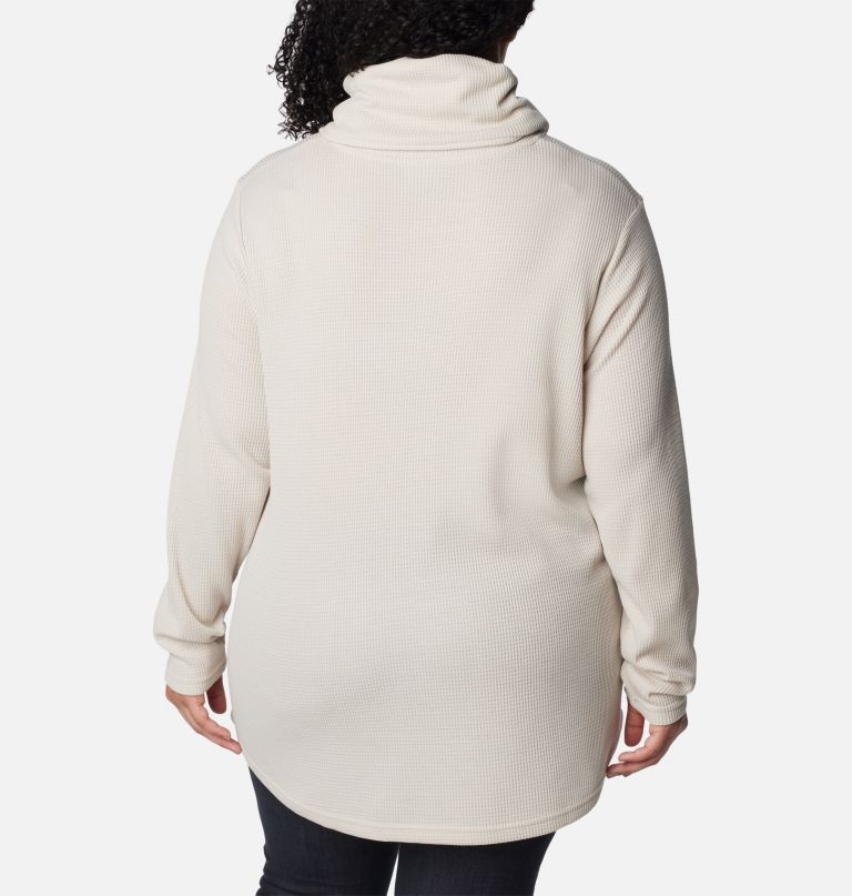 women holly hideaway waffle cowl neck pullover - plus size