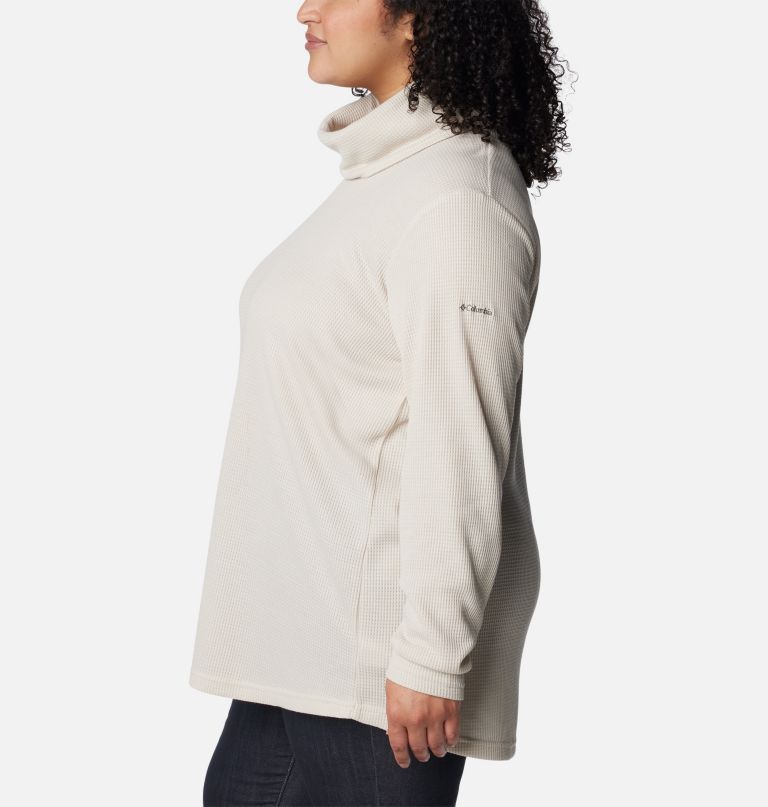 women holly hideaway waffle cowl neck pullover - plus size