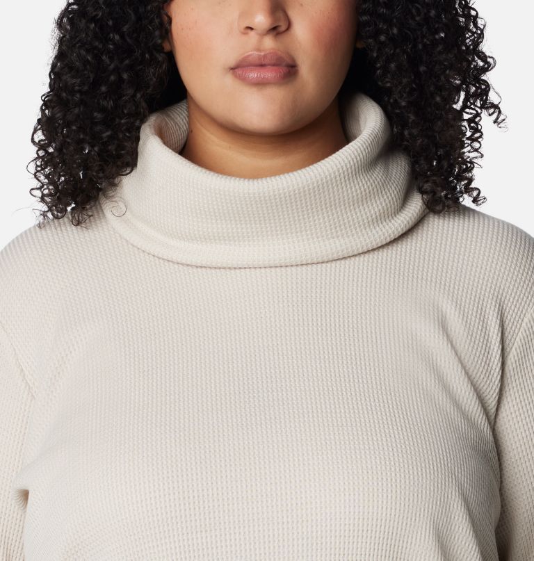 women holly hideaway waffle cowl neck pullover - plus size