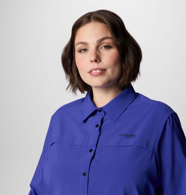 women summit valley woven long sleeve shirt - plus size