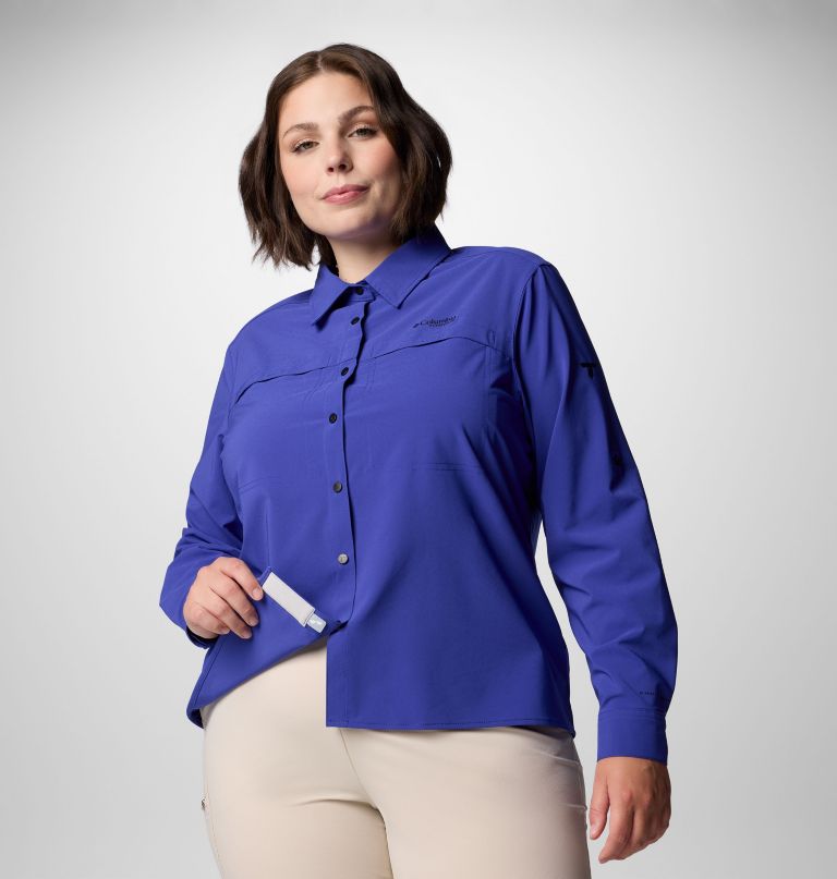 women summit valley woven long sleeve shirt - plus size