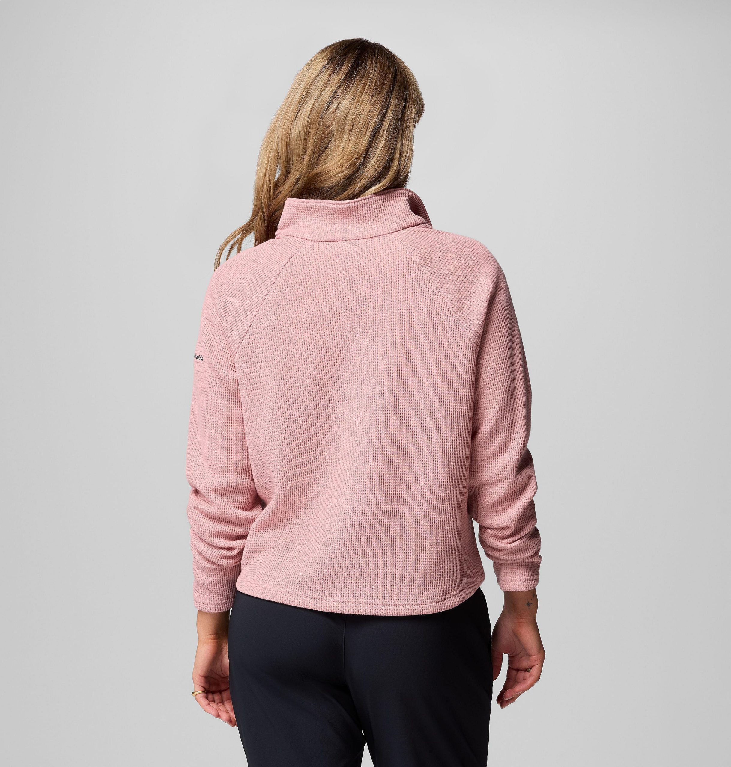 dames holly hideaway waffle half snap shirt