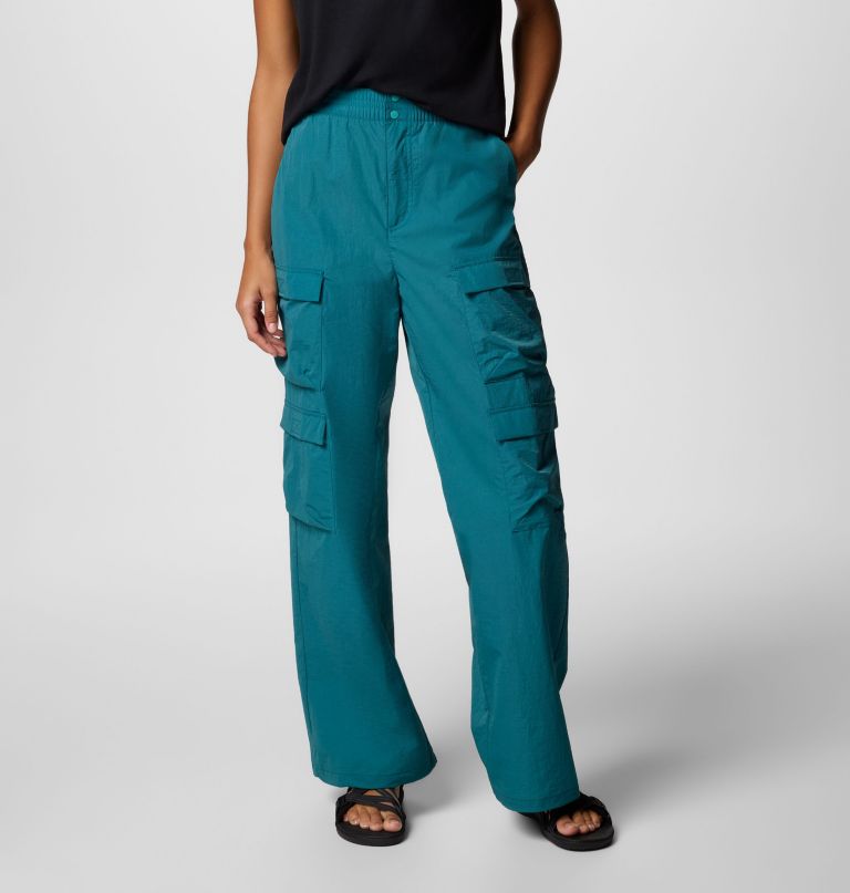 women elevated view parachute pants