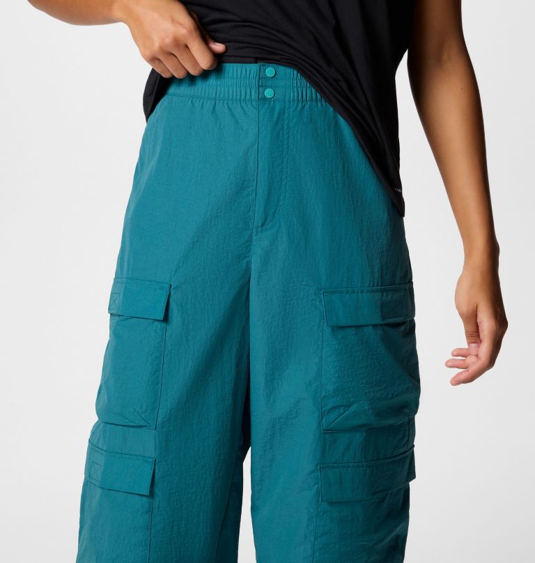 women elevated view parachute pants