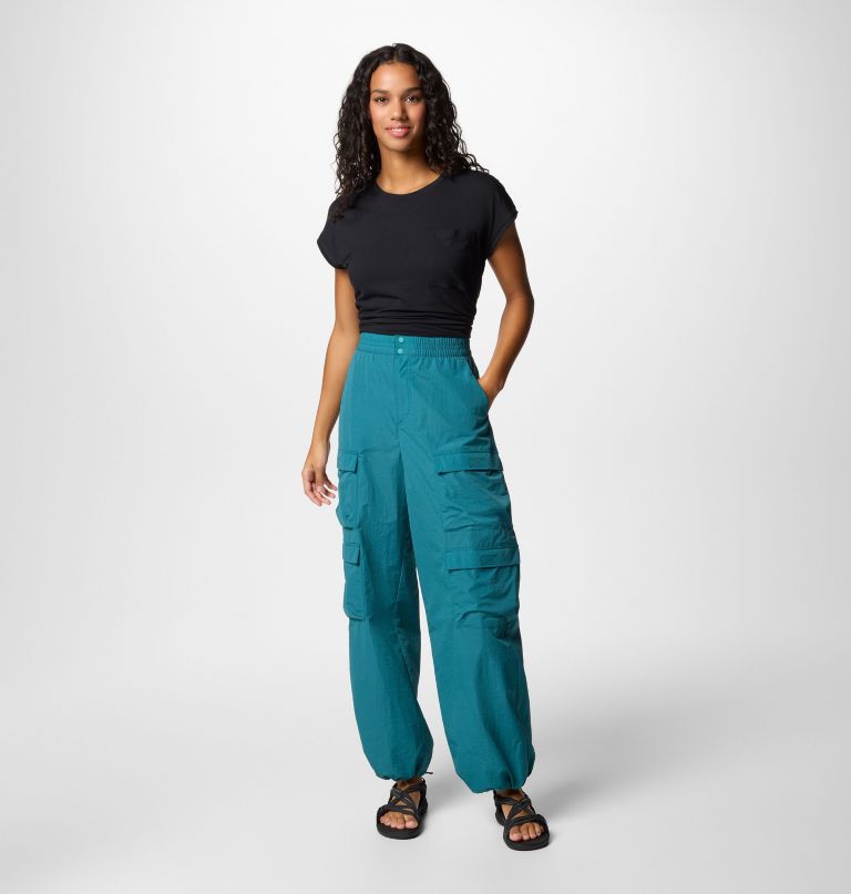 women elevated view parachute pants