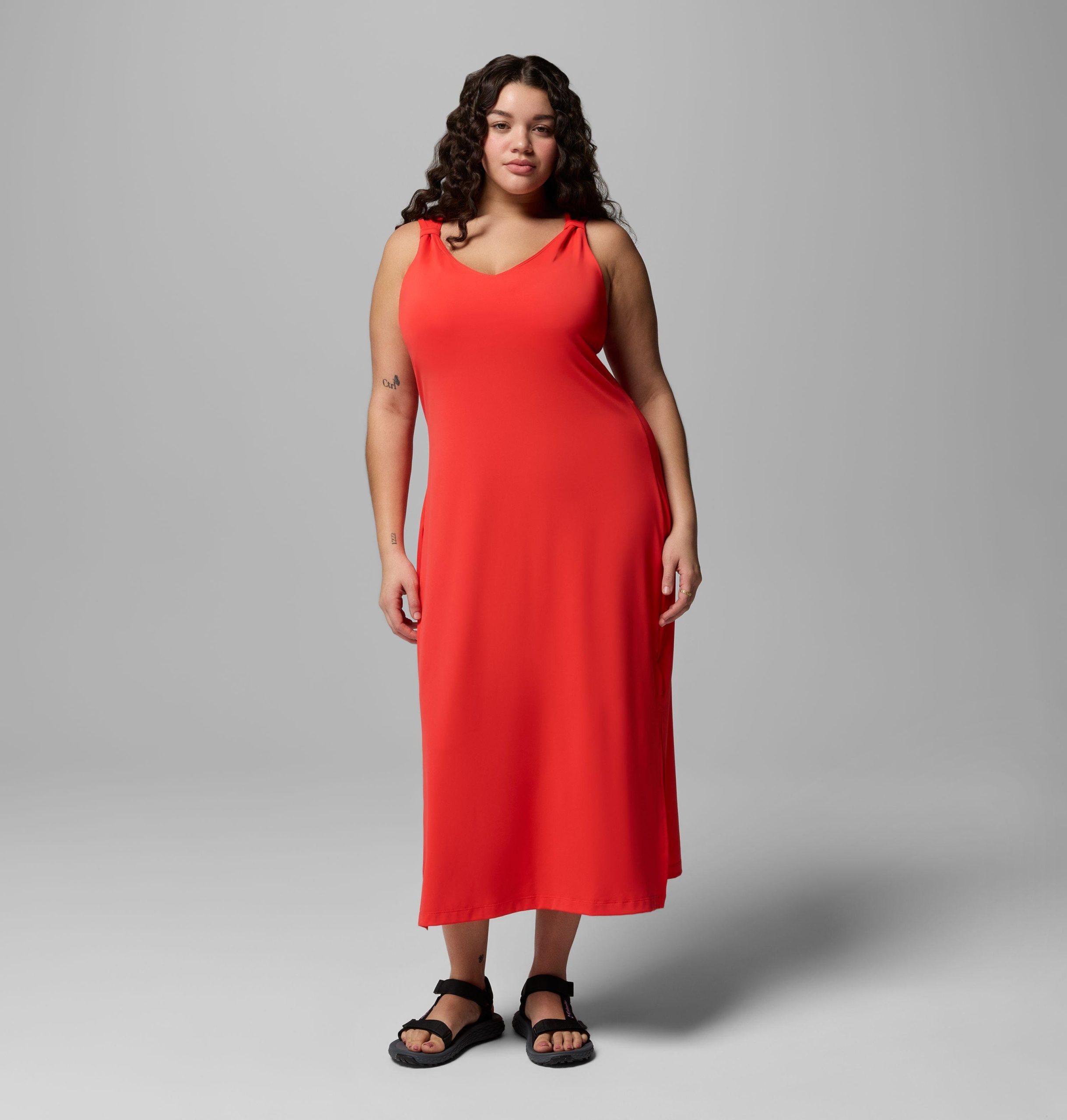 dames chill river midi jurk - plus size