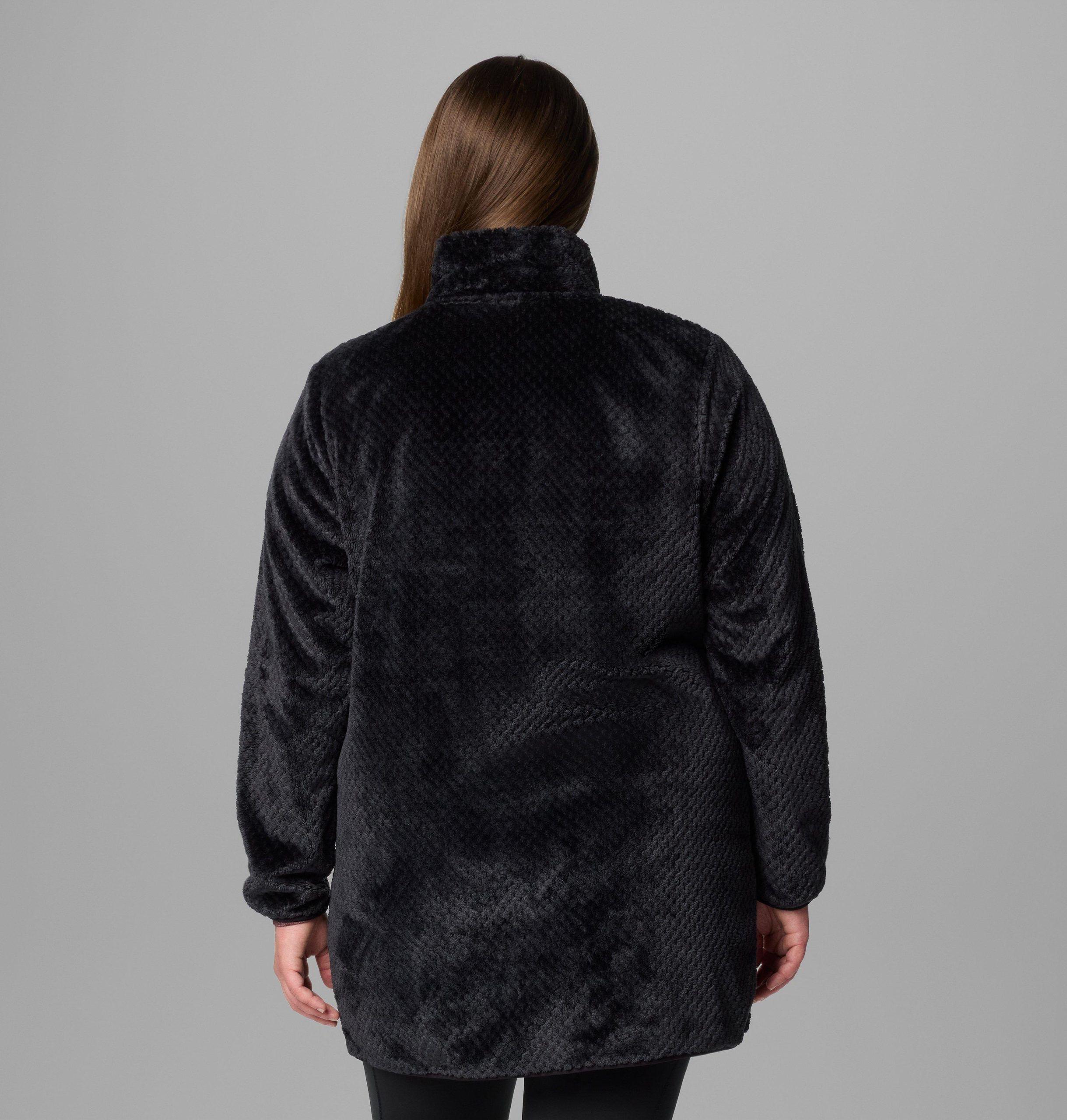 dames fire side lange fleece jas met volledige ritssluiting - plus size