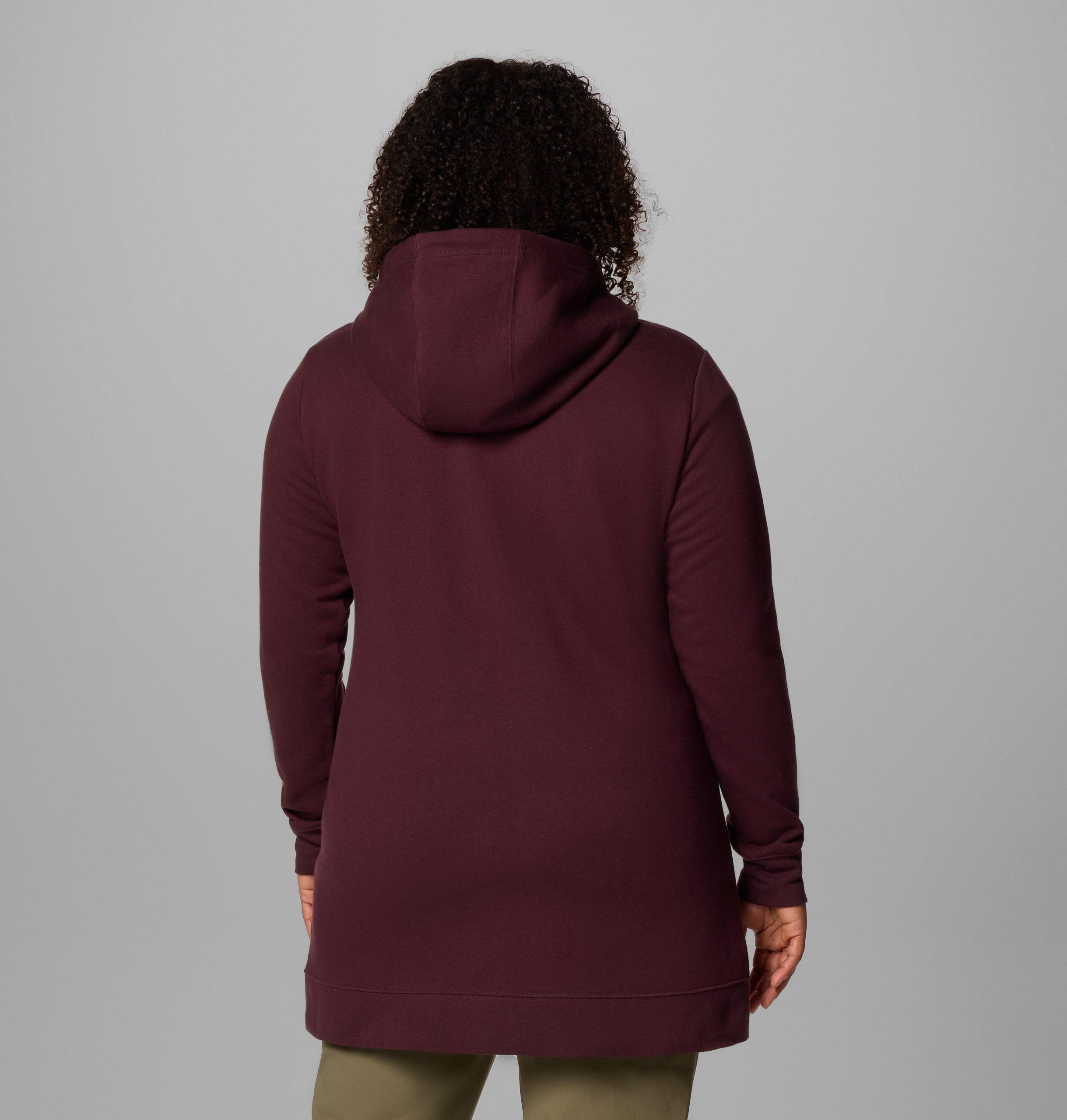 dames burr trail lange hoodie met volledige rits