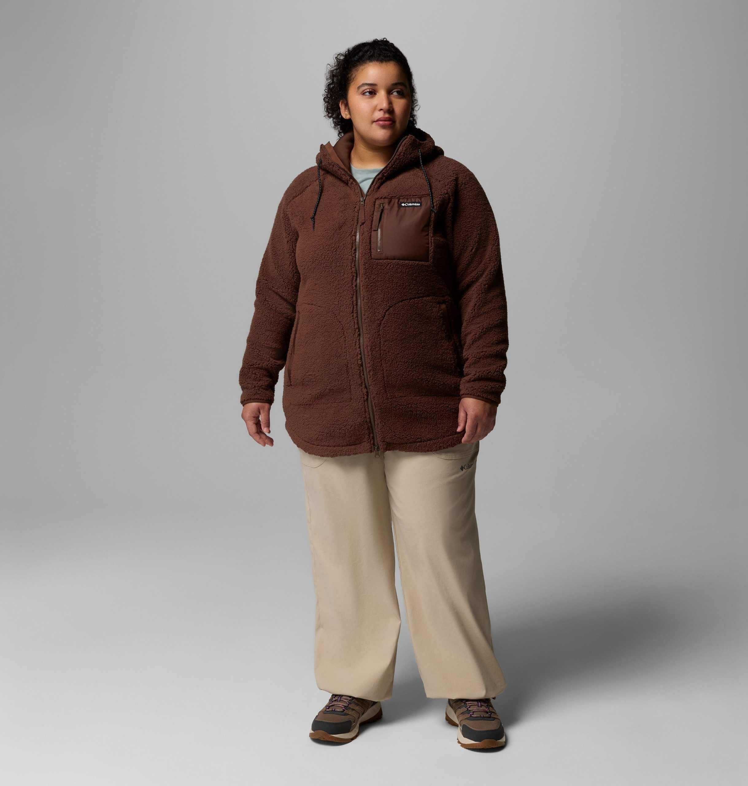 dames winter warme hoodie met volledige ritssluiting - plus size
