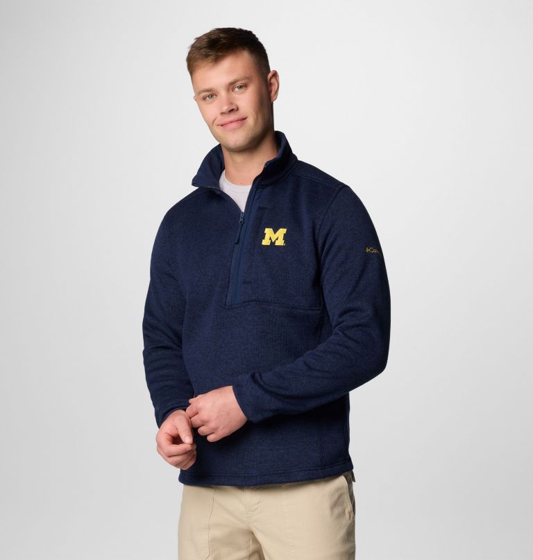 men collegiate sweater weather fleece half zip pullover - michigan
