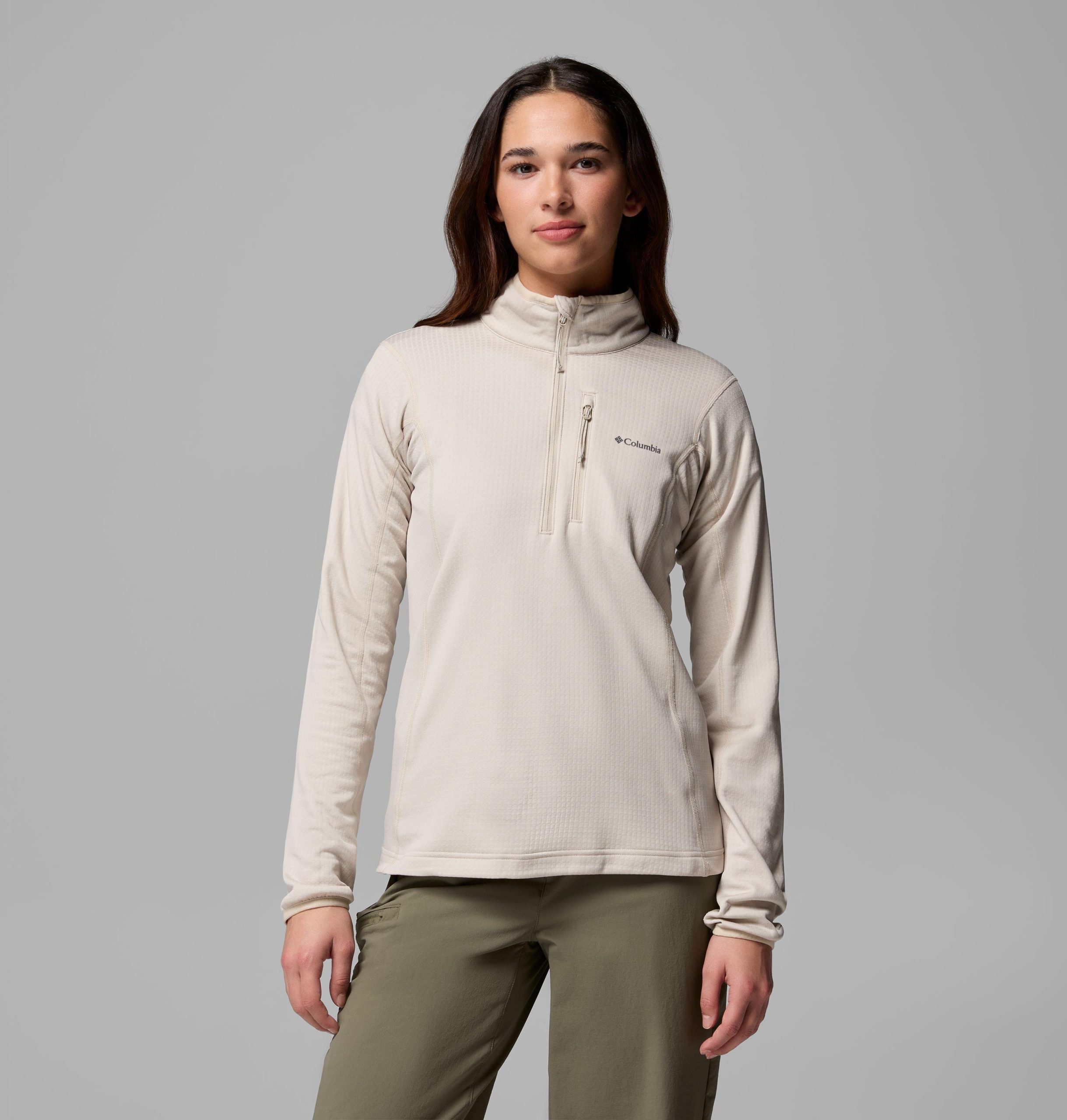 dames essential hike grid fleece half zip jacket