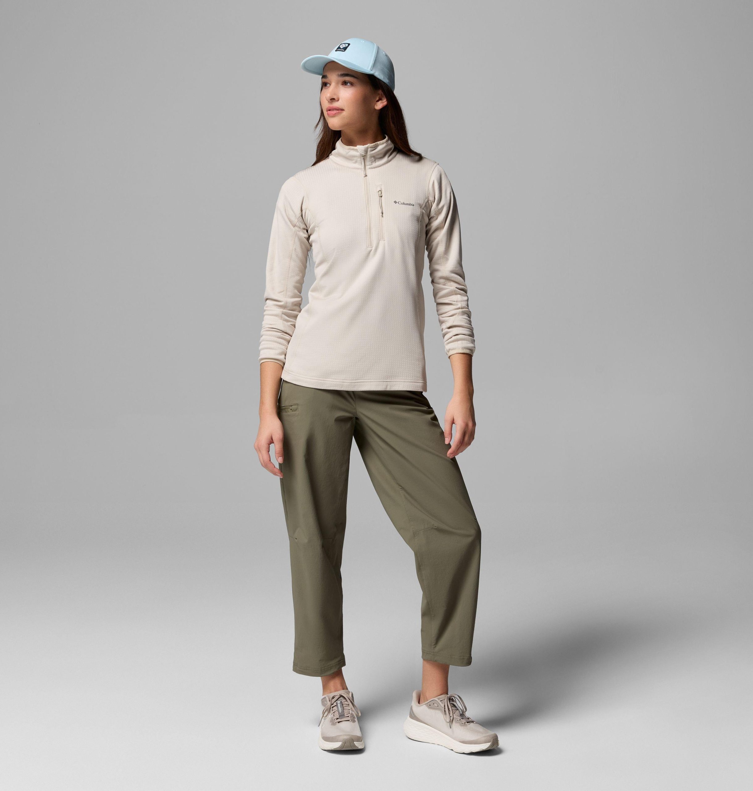 dames essential hike grid fleece half zip jacket