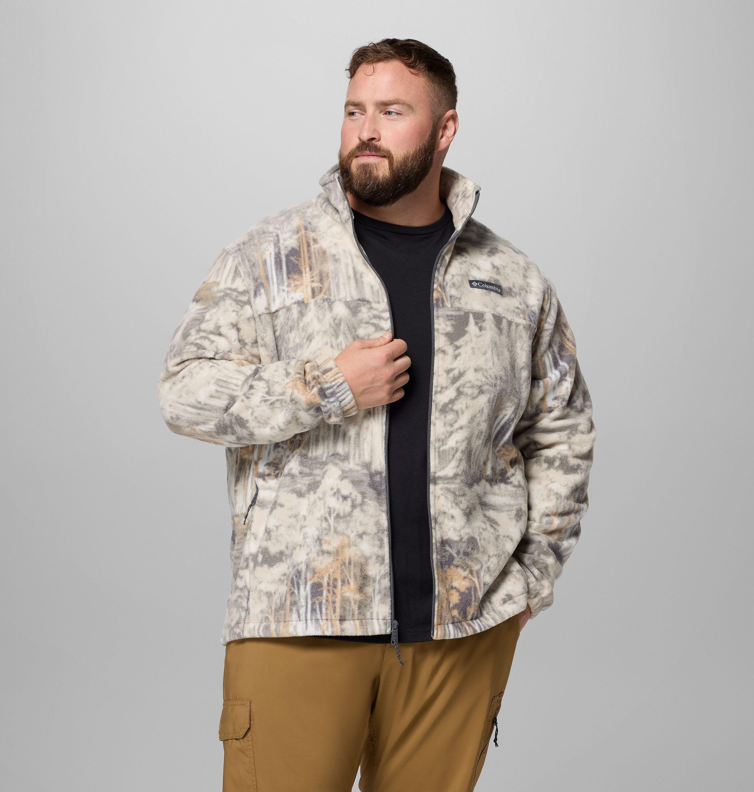 heren steens mountain fleecejack met print - groot