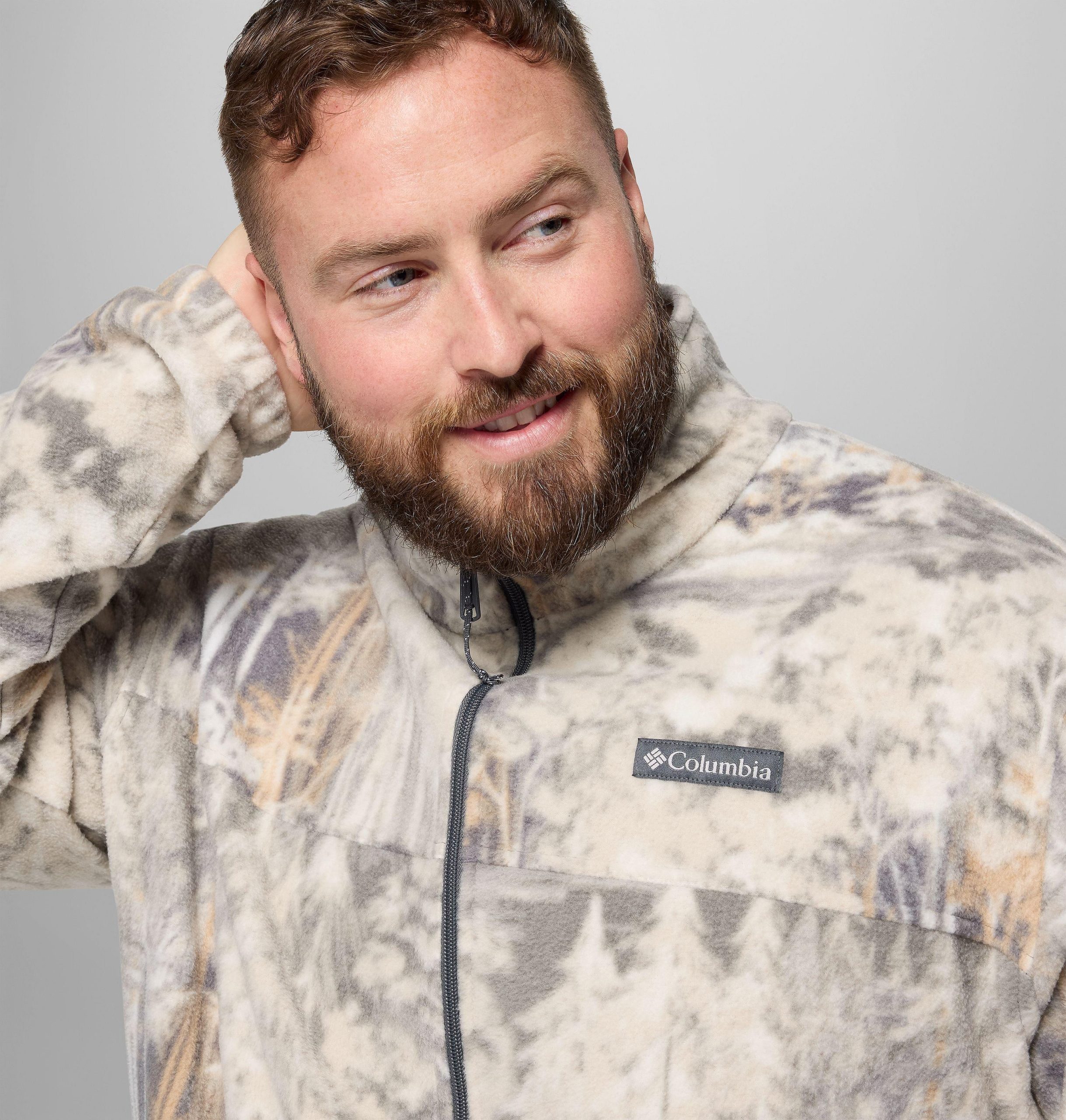 heren steens mountain fleecejack met print - groot
