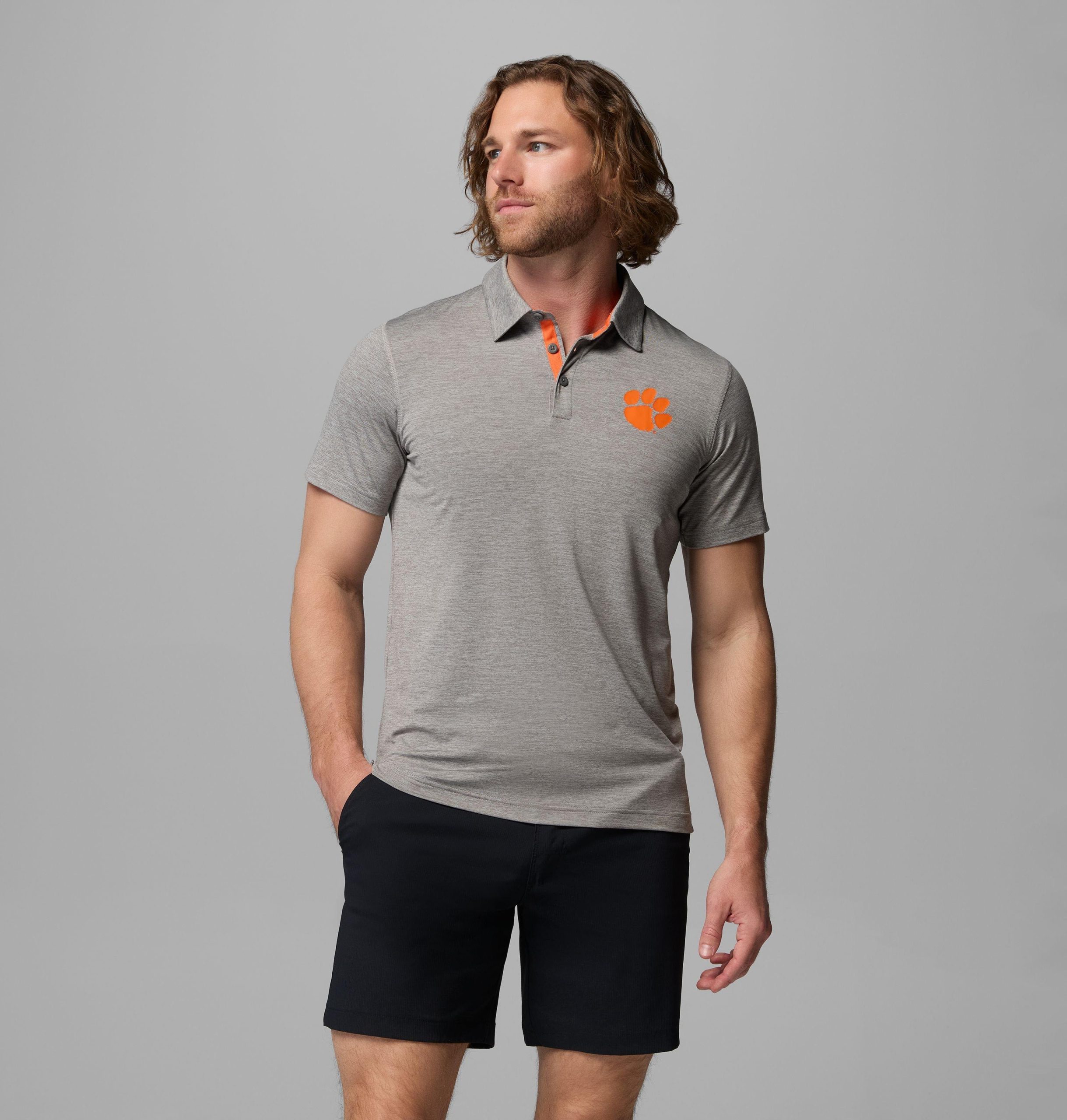 heren collegiate tech trail polo - clemson