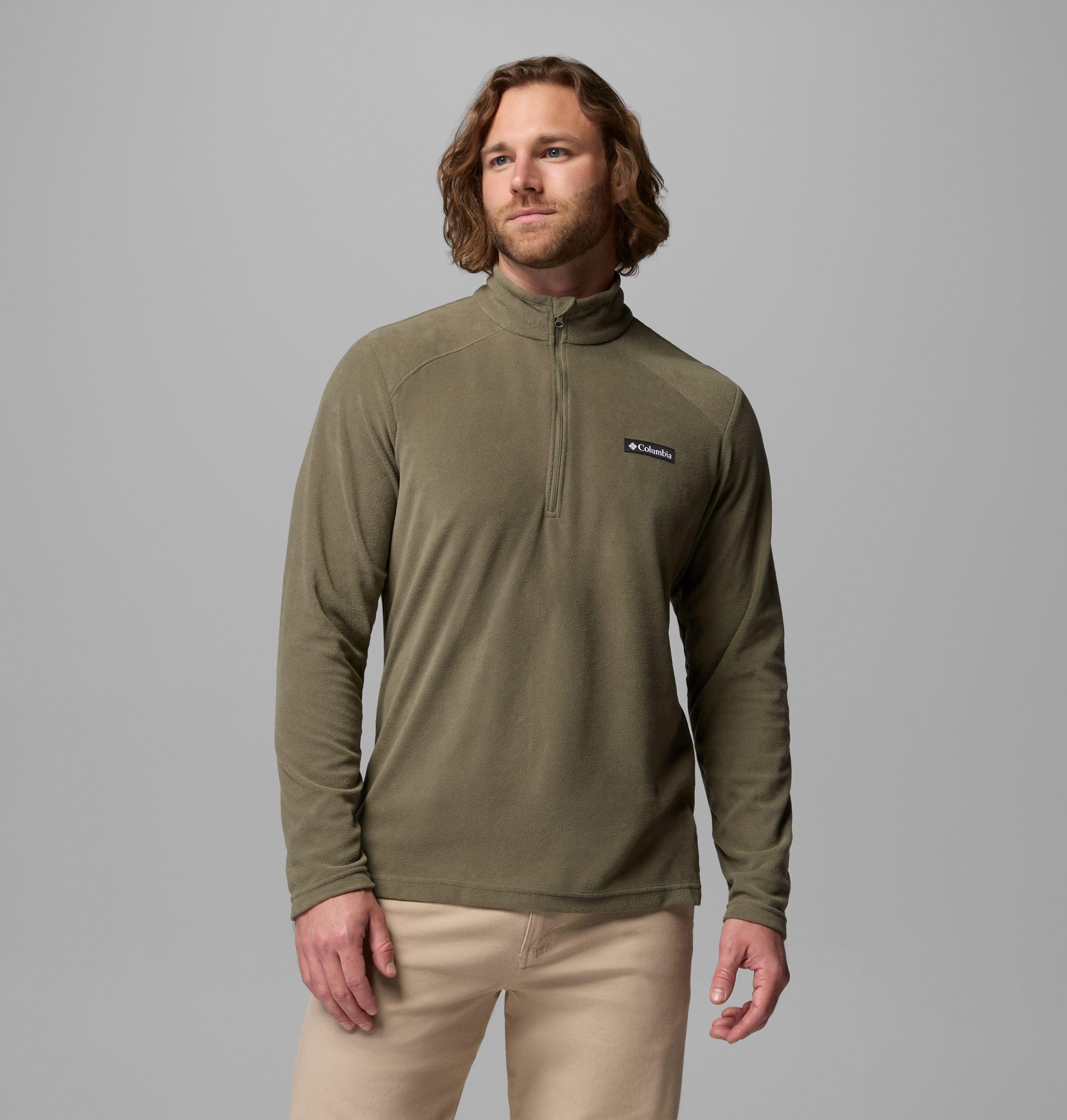 heren lake aloha fleece trui met halve rits - lang