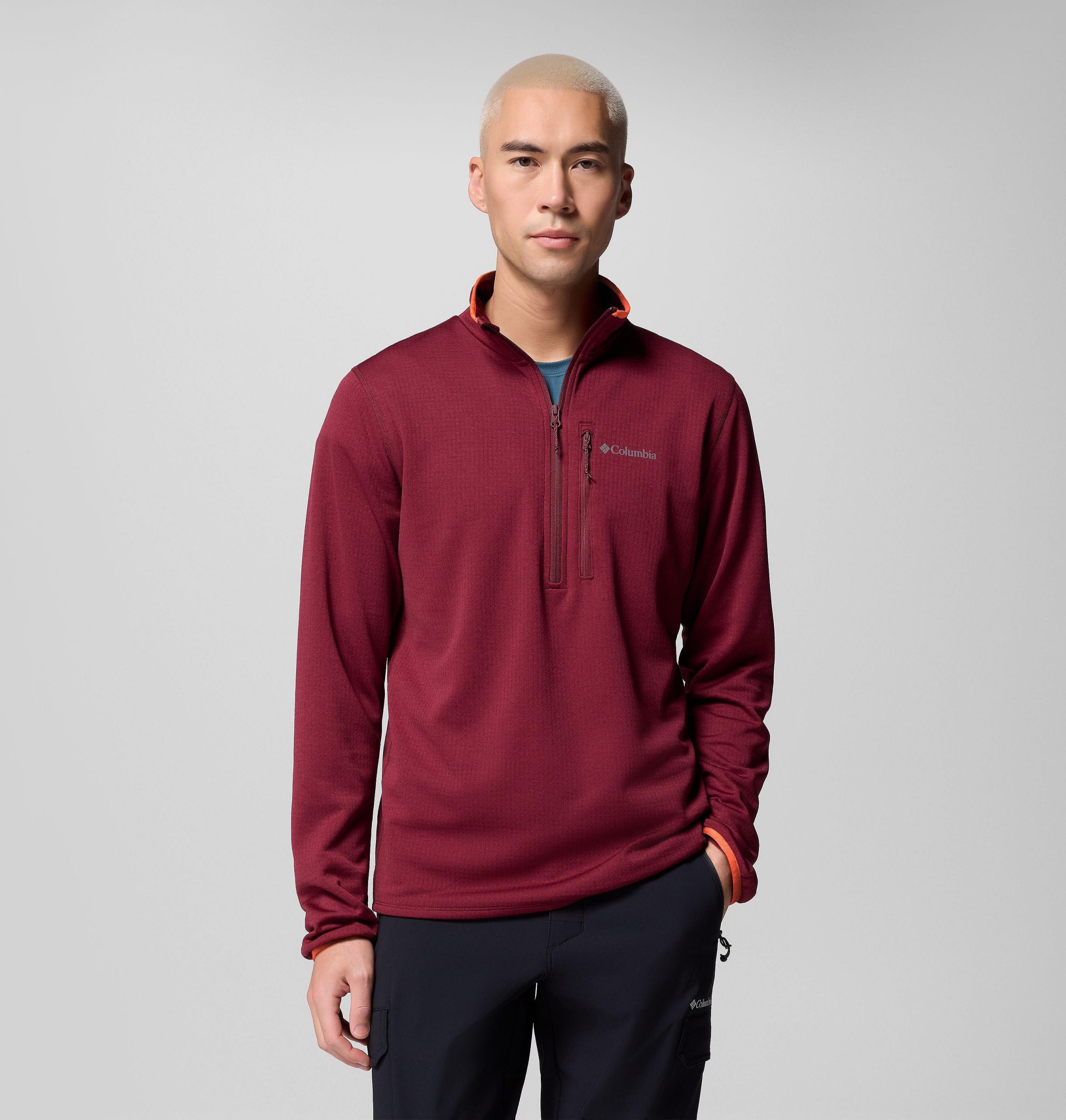heren essential hike grid fleece half zip pullover