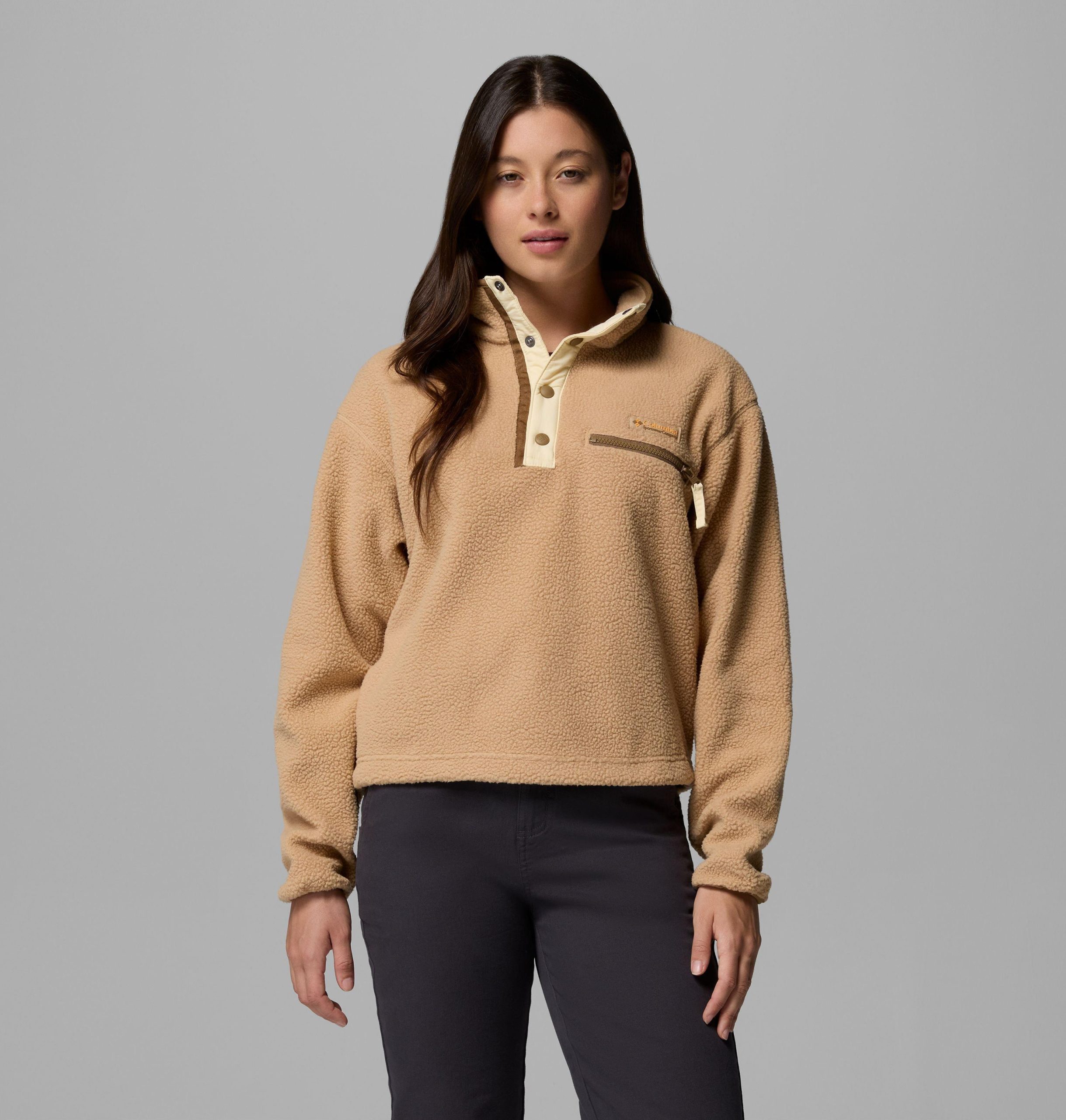dames helvetia ii cropped half snap fleece pullover
