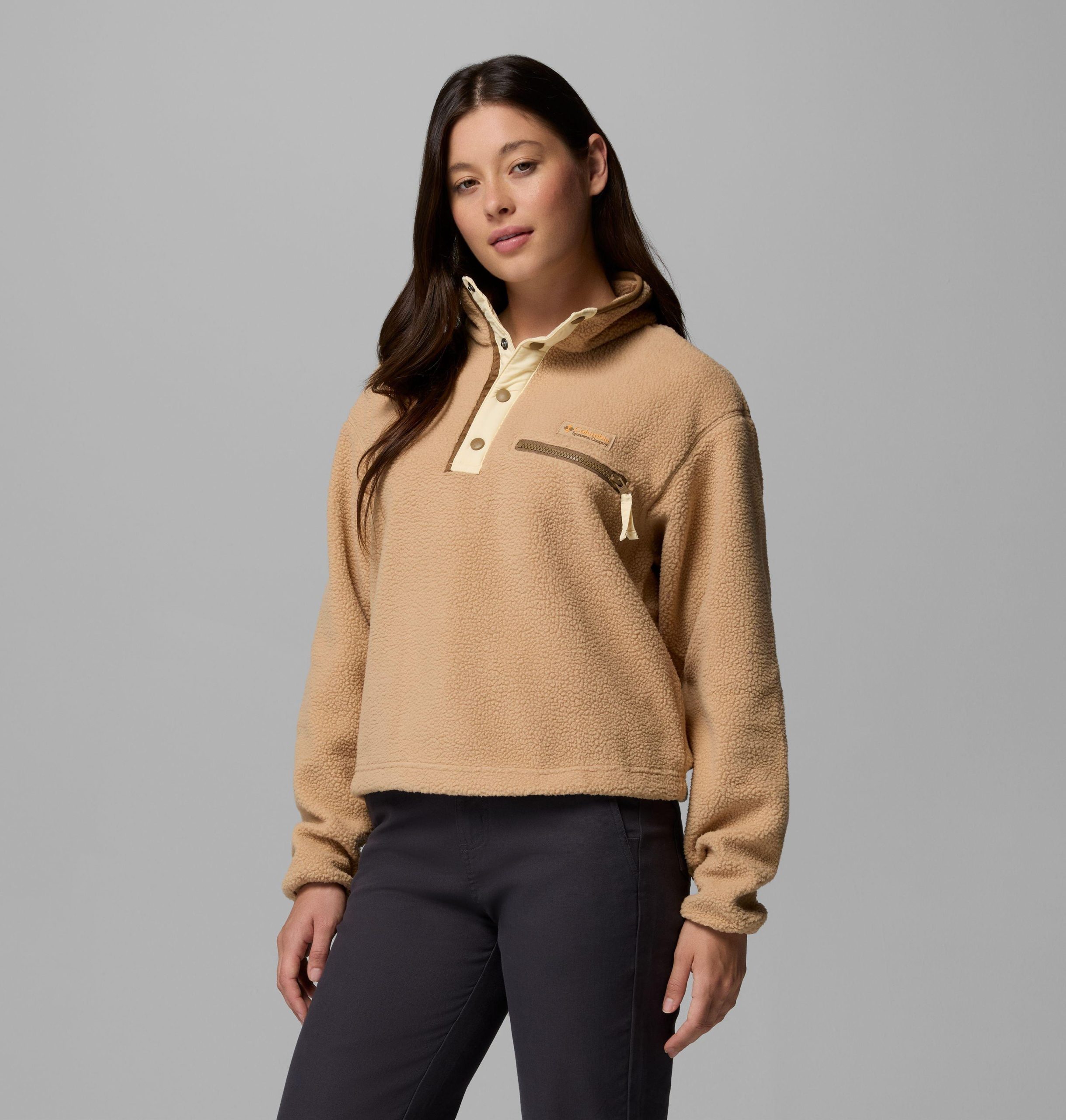 dames helvetia ii cropped half snap fleece pullover